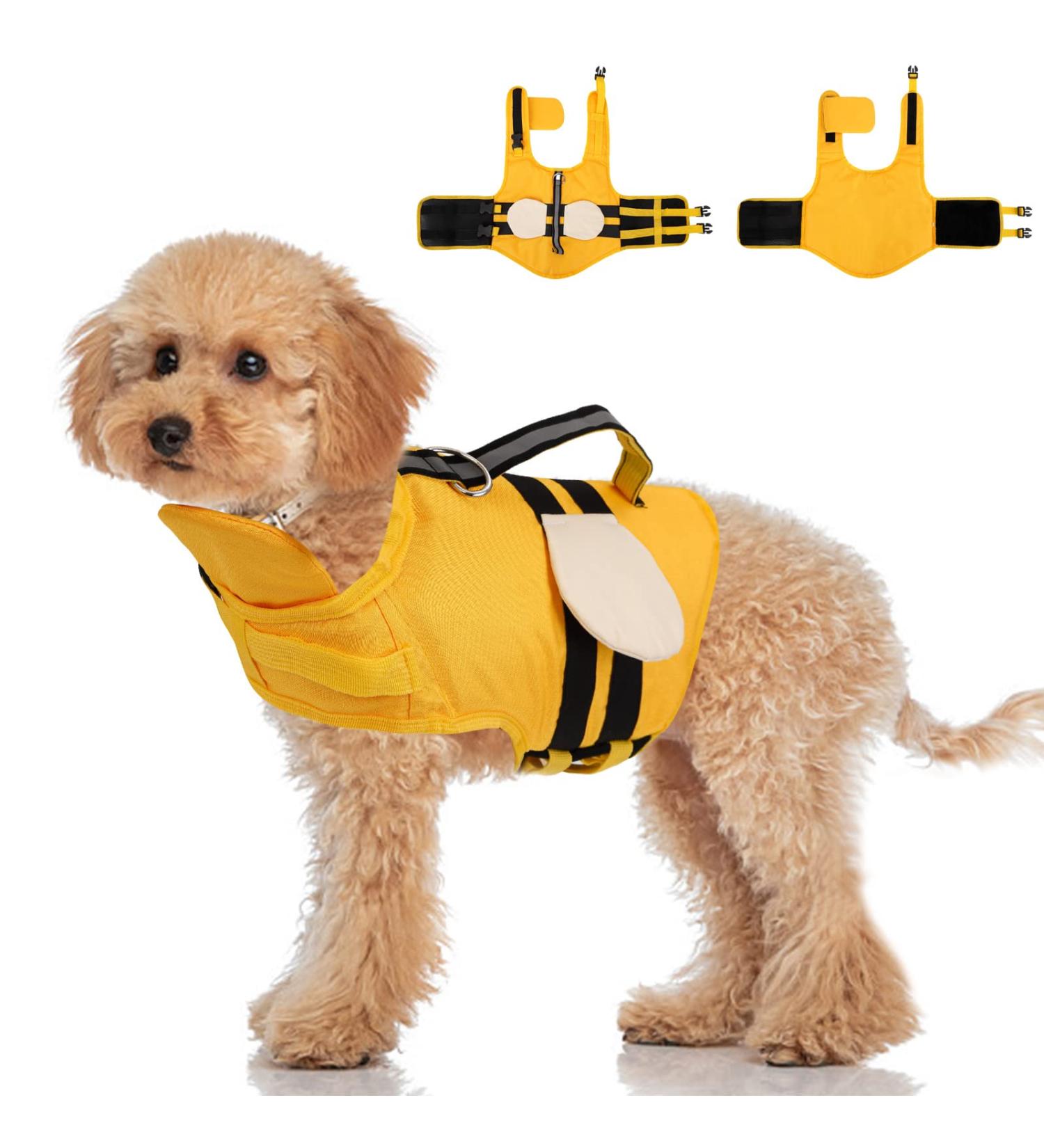 Dog Life Jacket Dog Swimming Vest with High Buoyancy & Rescue Handle Adjustable Reflective Life Jacket for Small Dogs Pet Swim Float Lifejacket for Swimming Surfing Boating Yellow (S) - Buy Online on GoSupps.com