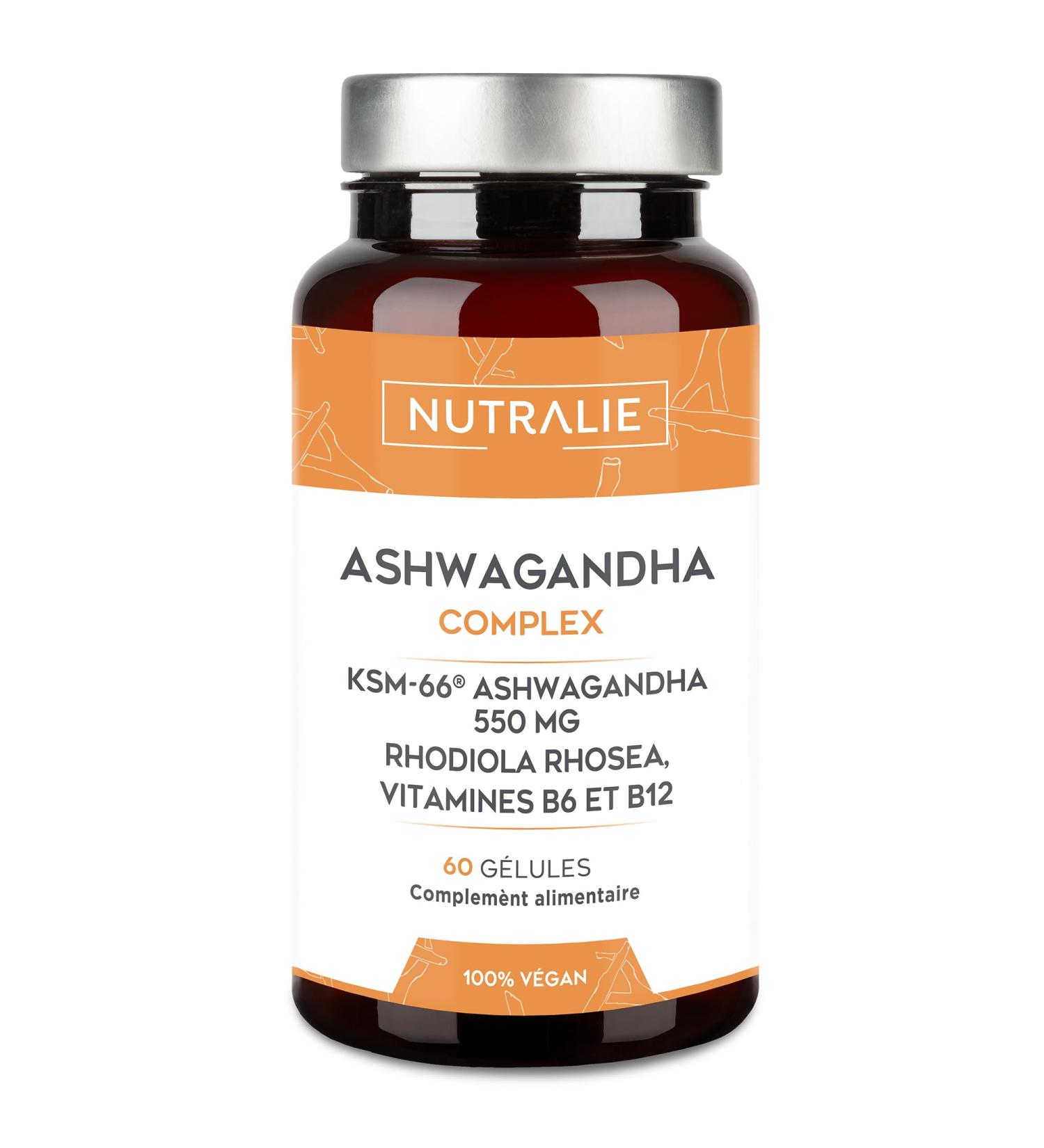 Ashwagandha KSM-66 Extra Strong Anti-Stress + Sleep + Energy Withanolides Rhodiola Vit B6 B12 Ashwagandha Organic Available Rhodiole Rosea and Vitamins - 60 Capsules Indian Ginseng - Nutralie - Buy Online on GoSupps.com