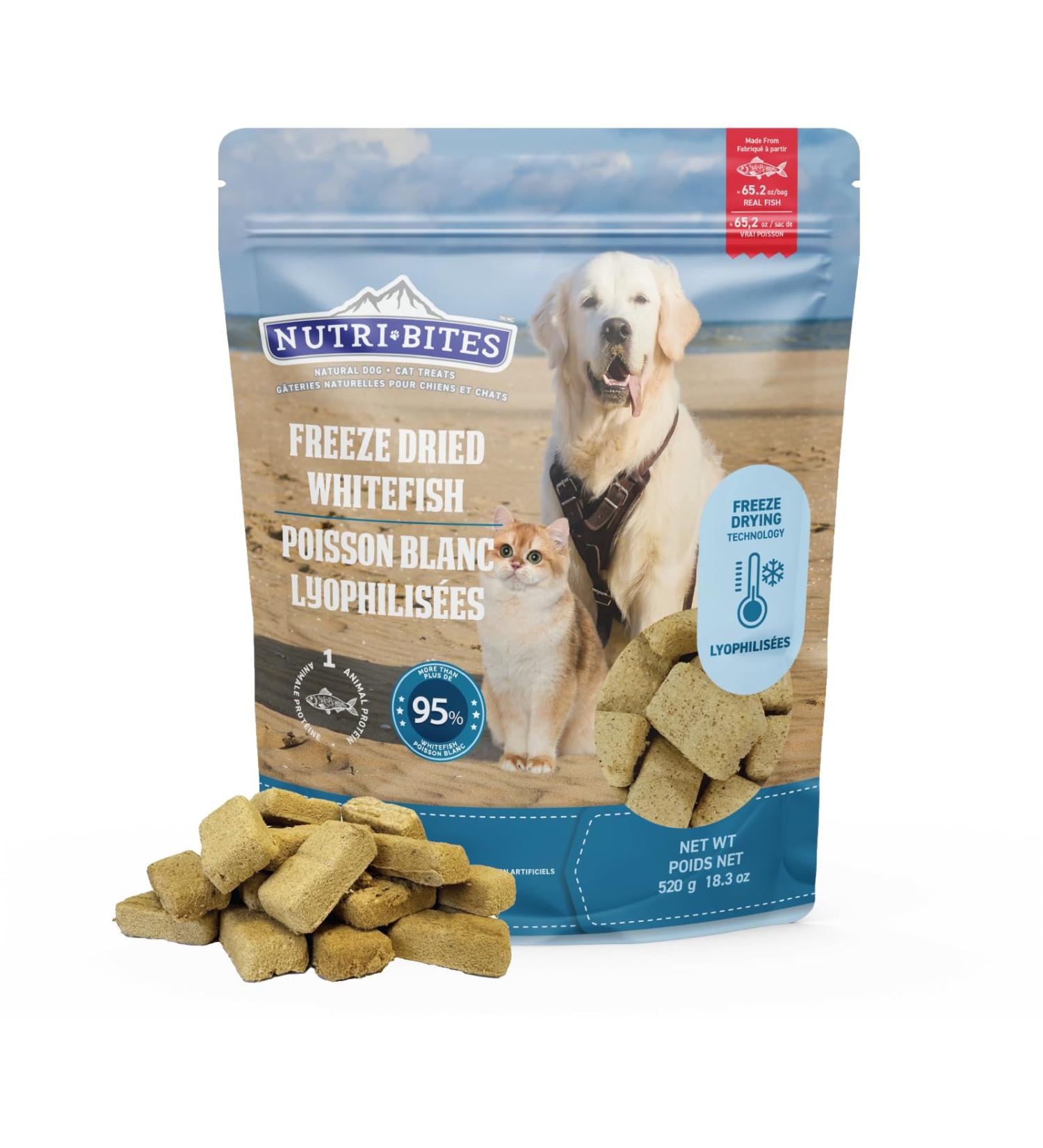 NutriBites Freeze Dried Whitefish Dog & Cat Treats | Healthy Pet Training Treats or Food Topper | All Natural 1 Single Animal Protein High Protein | Premium Bulk Value Pack 18.3 oz 520g White Fish 1 count (Pack of 1) - Buy Online on GoSupps.com
