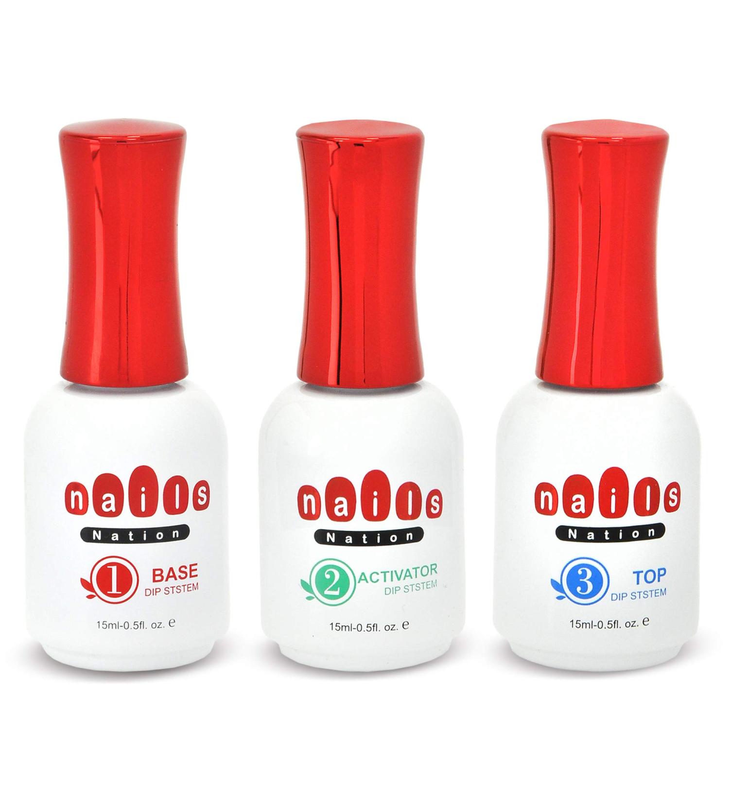 Dip Powder Liquids Set 15ml - Base Activator and Top Coat for 21 Days of Vibrant Nails - No UV/LED Needed - Cruelty-Free Formula - Buy Online on GoSupps.com