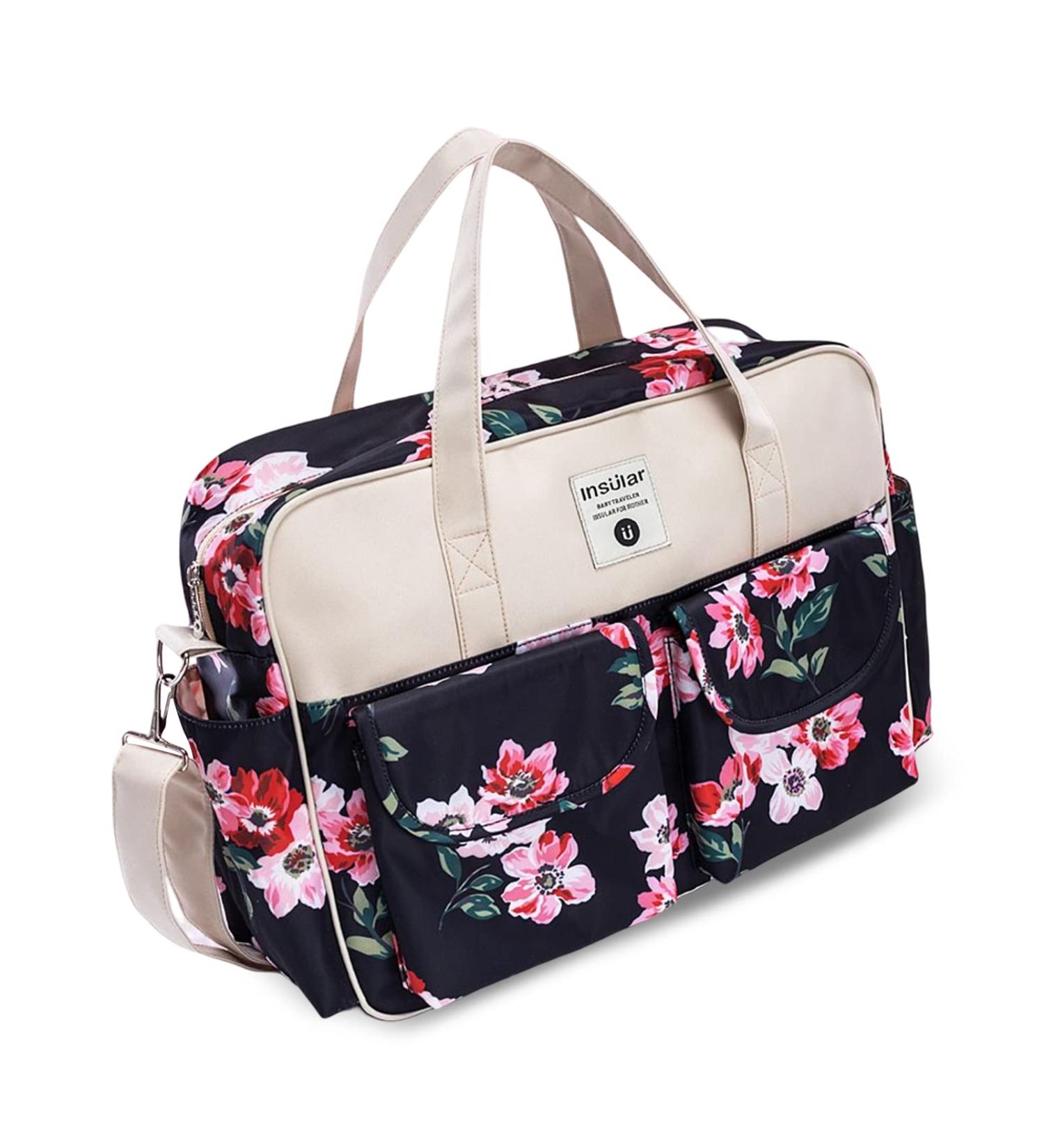 SONARIN Large Capacity Waterproof Baby Changing Bag with Shoulder Strap & Changing Mat - Watercolor Rose - Buy Online on GoSupps.com