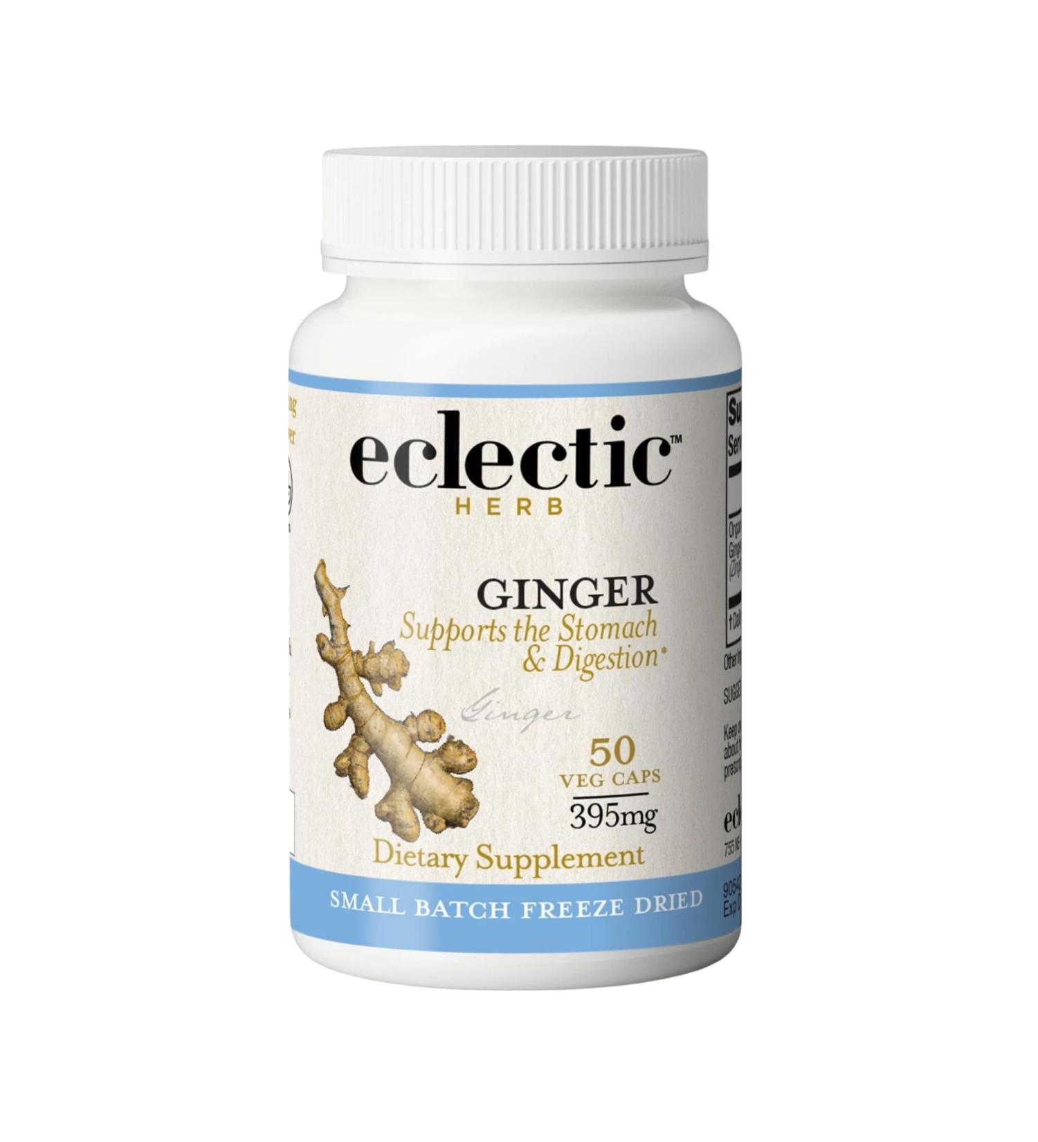 Eclectic Herb - Ginger Capsules | Antioxidants for Heart Support & Digestive Health | Herbal Supplement | US-Grown Organic Vegan Non-GMO Gluten Free (50 CT | 395 mg) Blue 50 count (Pack of 1) - Buy Online on GoSupps.com