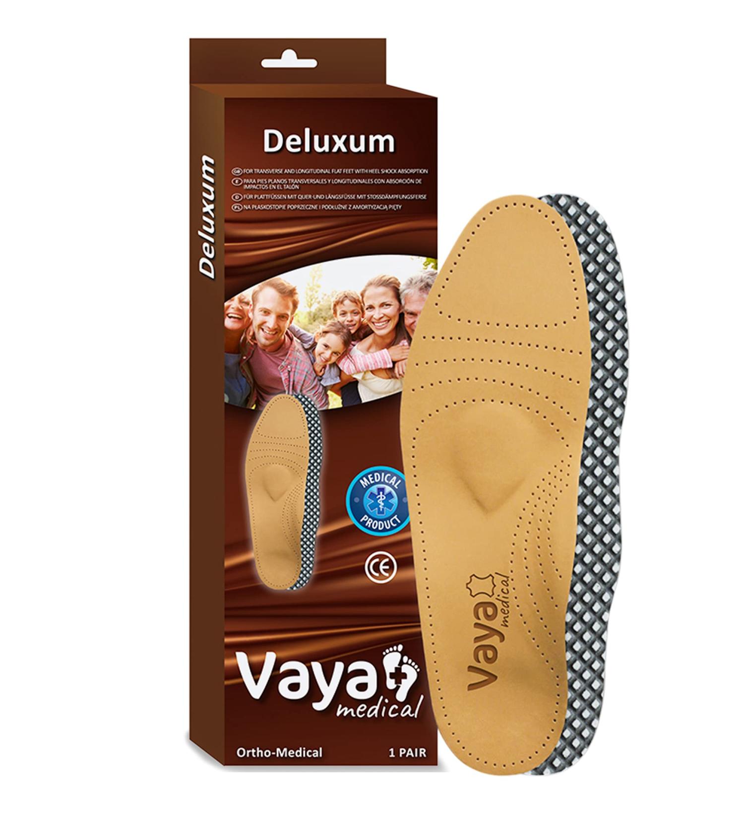 Vaya Deluxum Orthopedic Insoles for Flat Feet & Fallen Arches - Size 46 Ideal for Supination & Heel Support - Buy Online on GoSupps.com