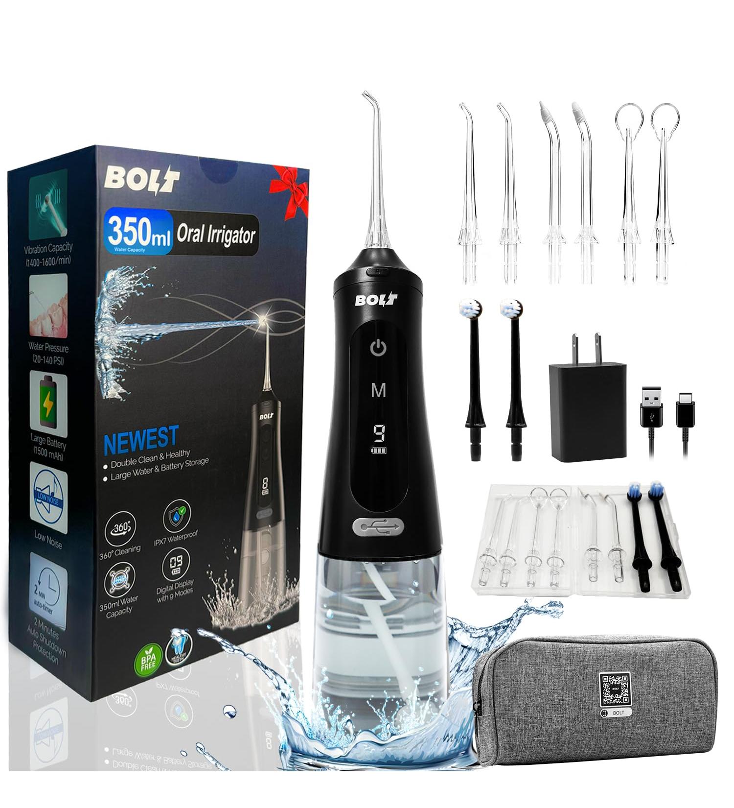 Buy Bolt Cordless Dental Water Flosser | 9 Modes Digital Display Travel Bag & More | Best for Teeth Gums Braces - Ship Internationally - Buy Online on GoSupps.com