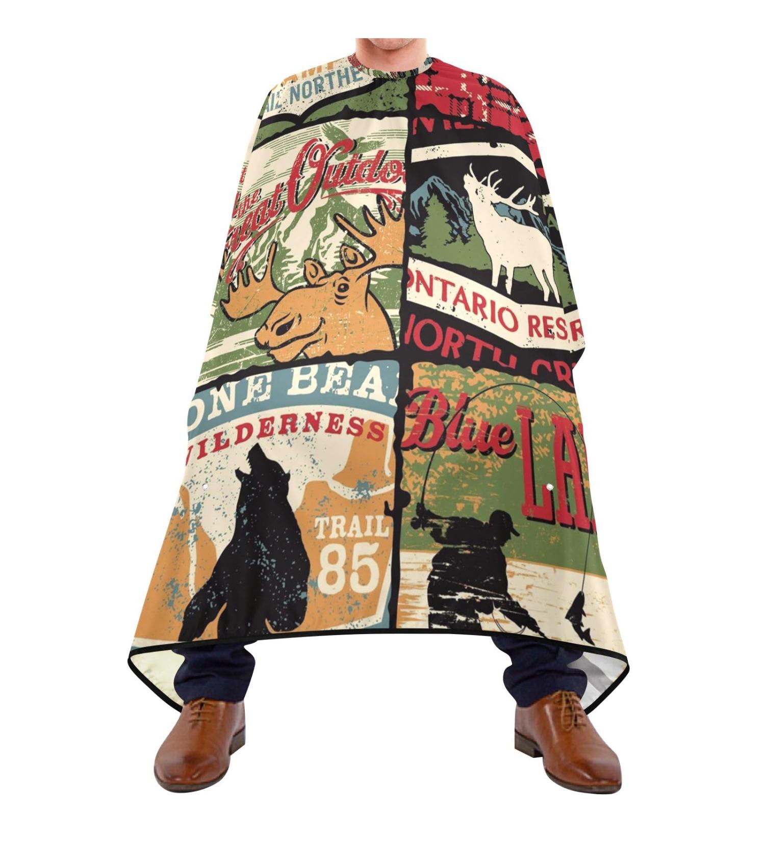 Waterproof Barber Cape - Moose Bear Cheetah Haircut Bib for Men & Women | Unisex Hair Cutting Apron - Buy Online on GoSupps.com