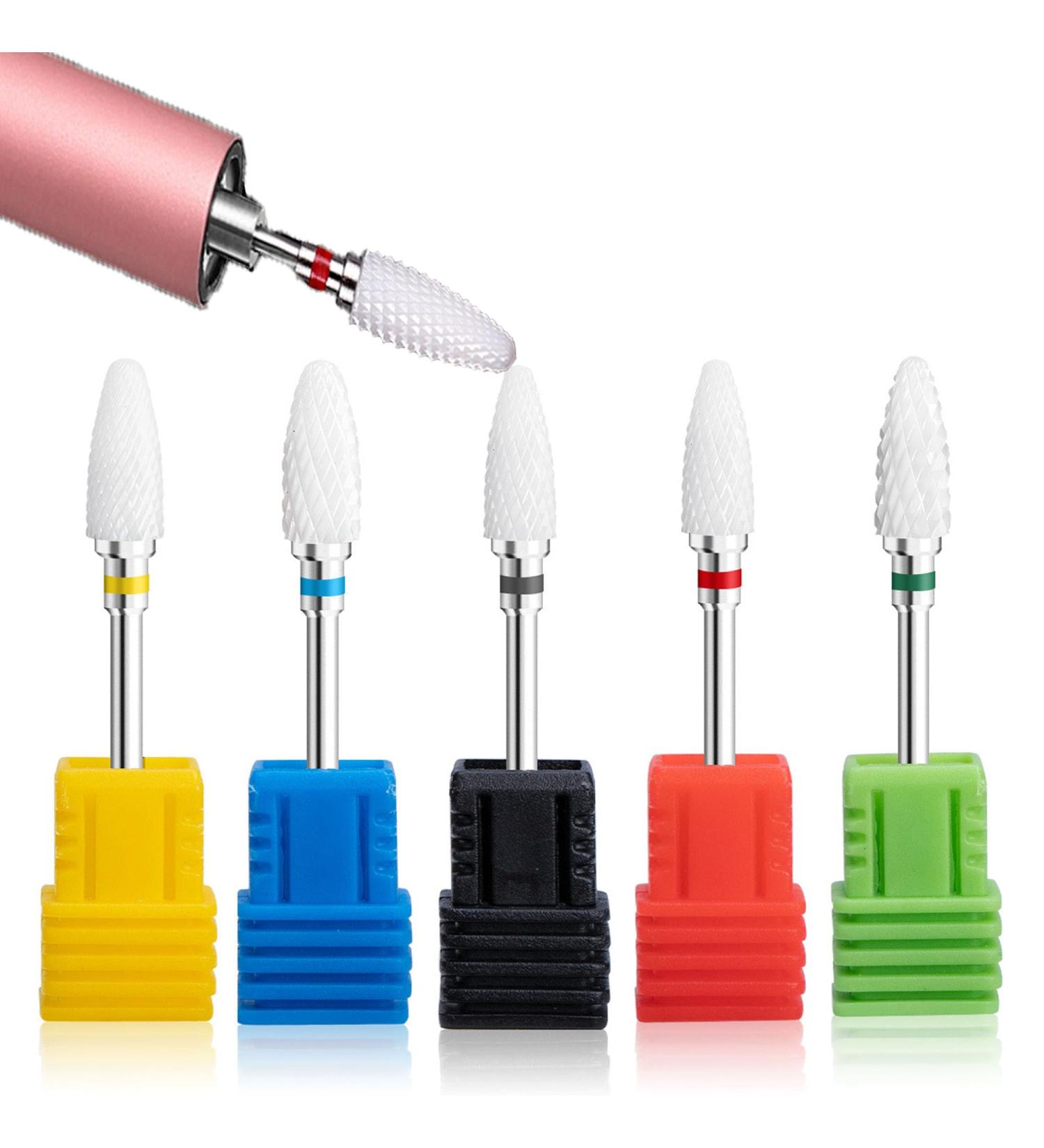 YUEMING 5pcs Ceramic Nail Drill Bits Set - Professional Cuticle Clean & Gel Removal Kit - 3/32 Safety Grinding Wheel for Manicure & Pedicure - Buy Online on GoSupps.com
