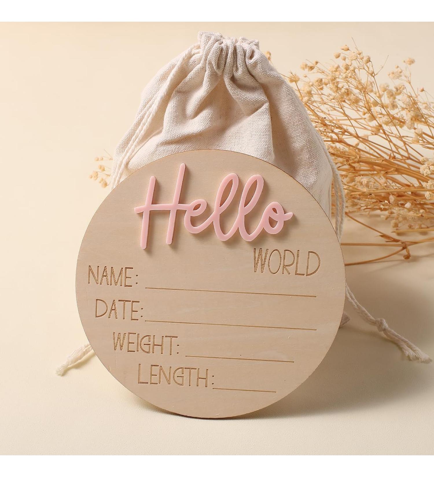 Ylsteed Baby Birth Announcement Shield Cards - Newborn Milestone Wood Sign for Hospital Photo - Hello Rosa - Buy Online on GoSupps.com