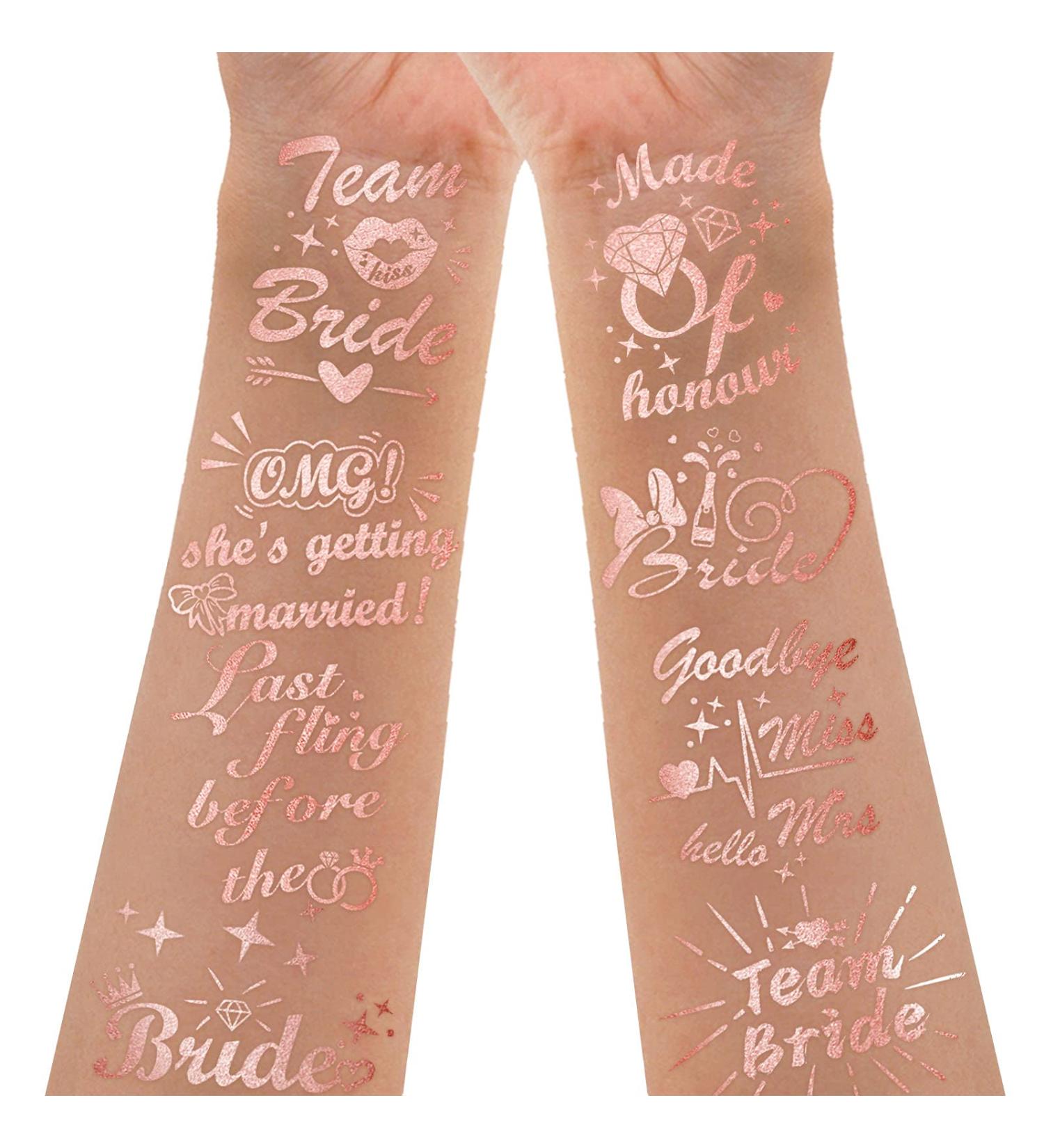 Howaf 27 Pcs Rose Gold Team Bride Metallic Temporary Tattoos - Bachelorette Party & Wedding Accessories - Buy Online on GoSupps.com