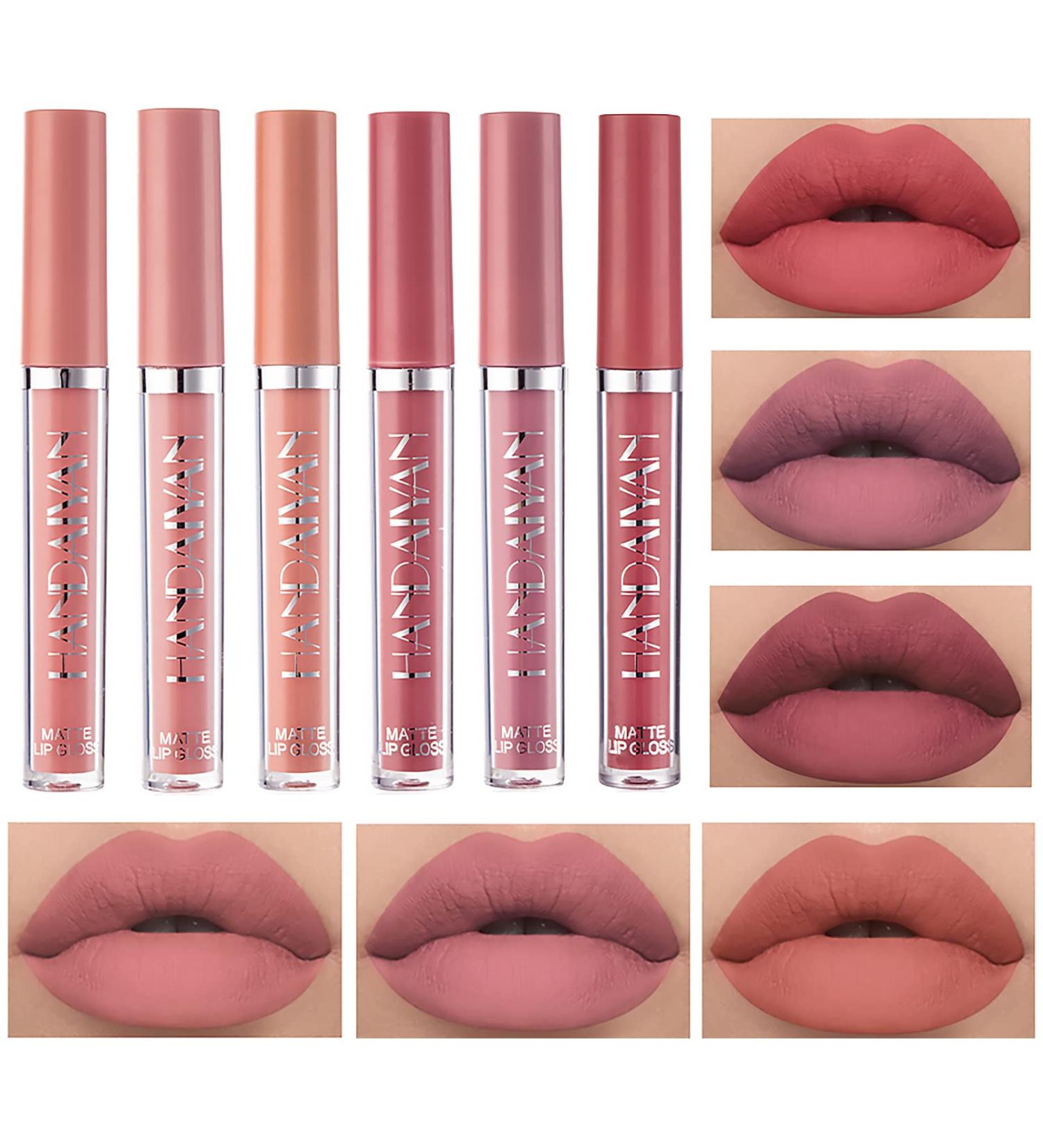 6Pcs Matte Lipstick Set - Long Lasting, Waterproof Velvety Liquid Lip Gloss - Non-Stick Matte Finish - Makeup Set - Buy Online on GoSupps.com