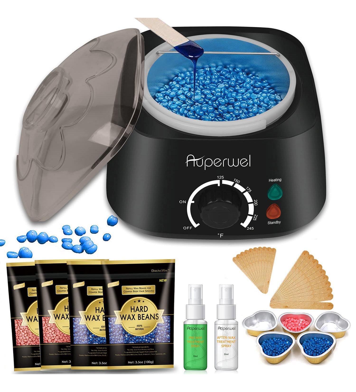 ANREACHO Waxing Kit for Women - Wax Warmer with Aloe Formula for Coarse Hair Removal - Hard Stripless Wax Beads for Bikini, Legs, Face, and Underarm - Buy Online on GoSupps.com