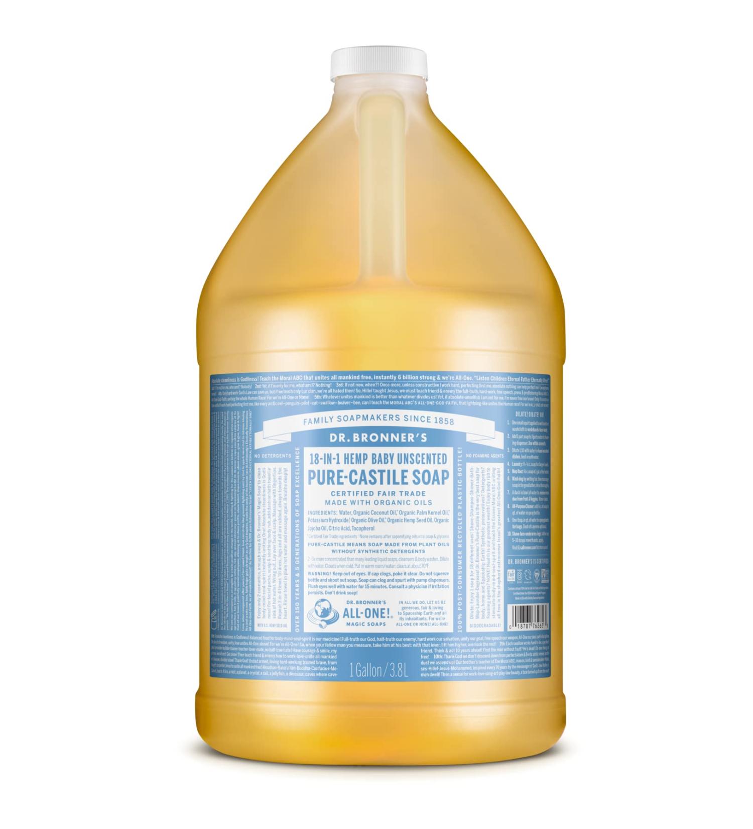  Dr. Bronner's Baby Doux Unscented Castile Liquid Soap 3.8 l - Buy Online on GoSupps.com