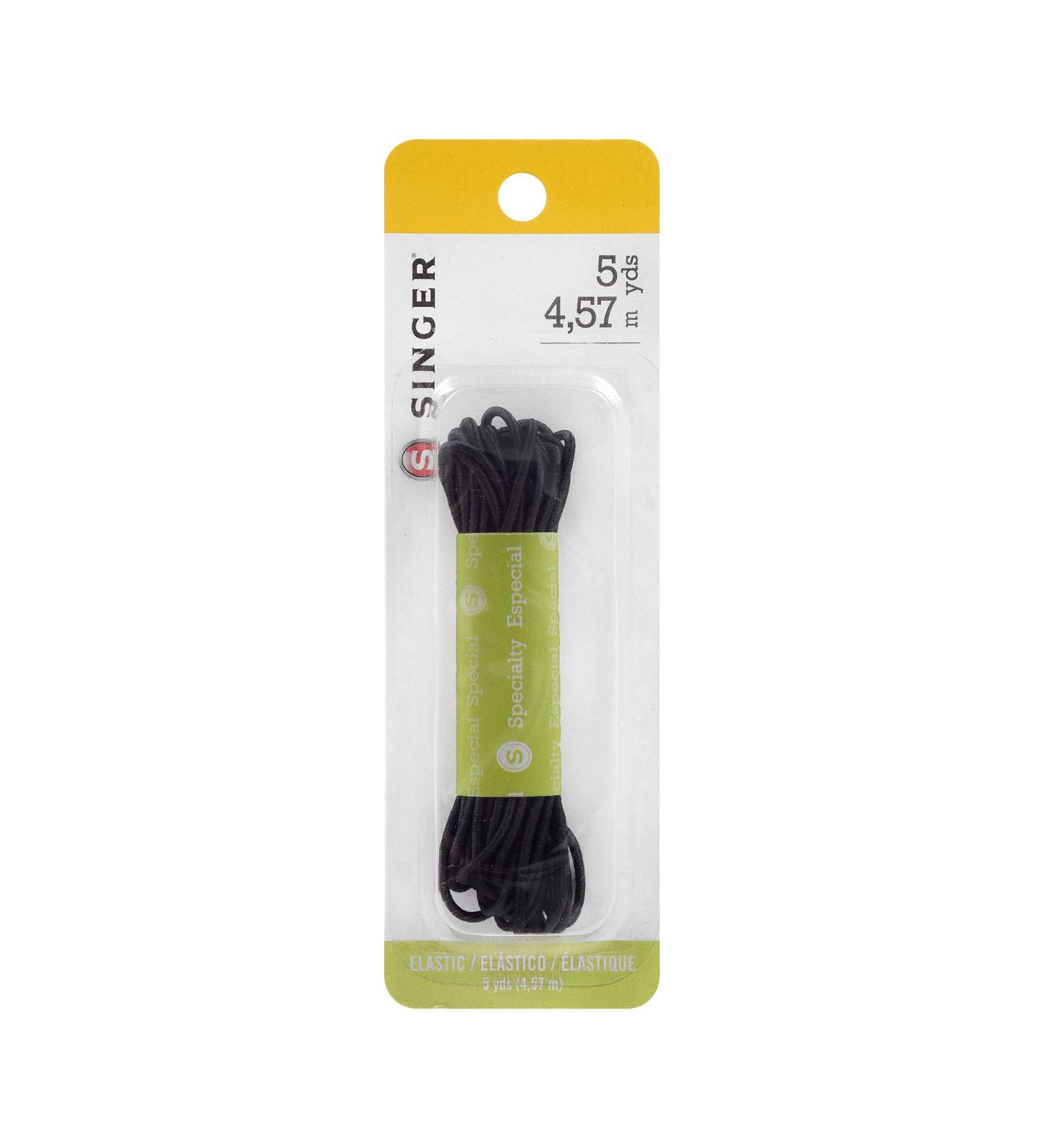 SINGER 73959 Round Elastic Cord - 5 Yards, Black | Flexible Stretch Cord for Sewing and Crafting - Buy Online on GoSupps.com