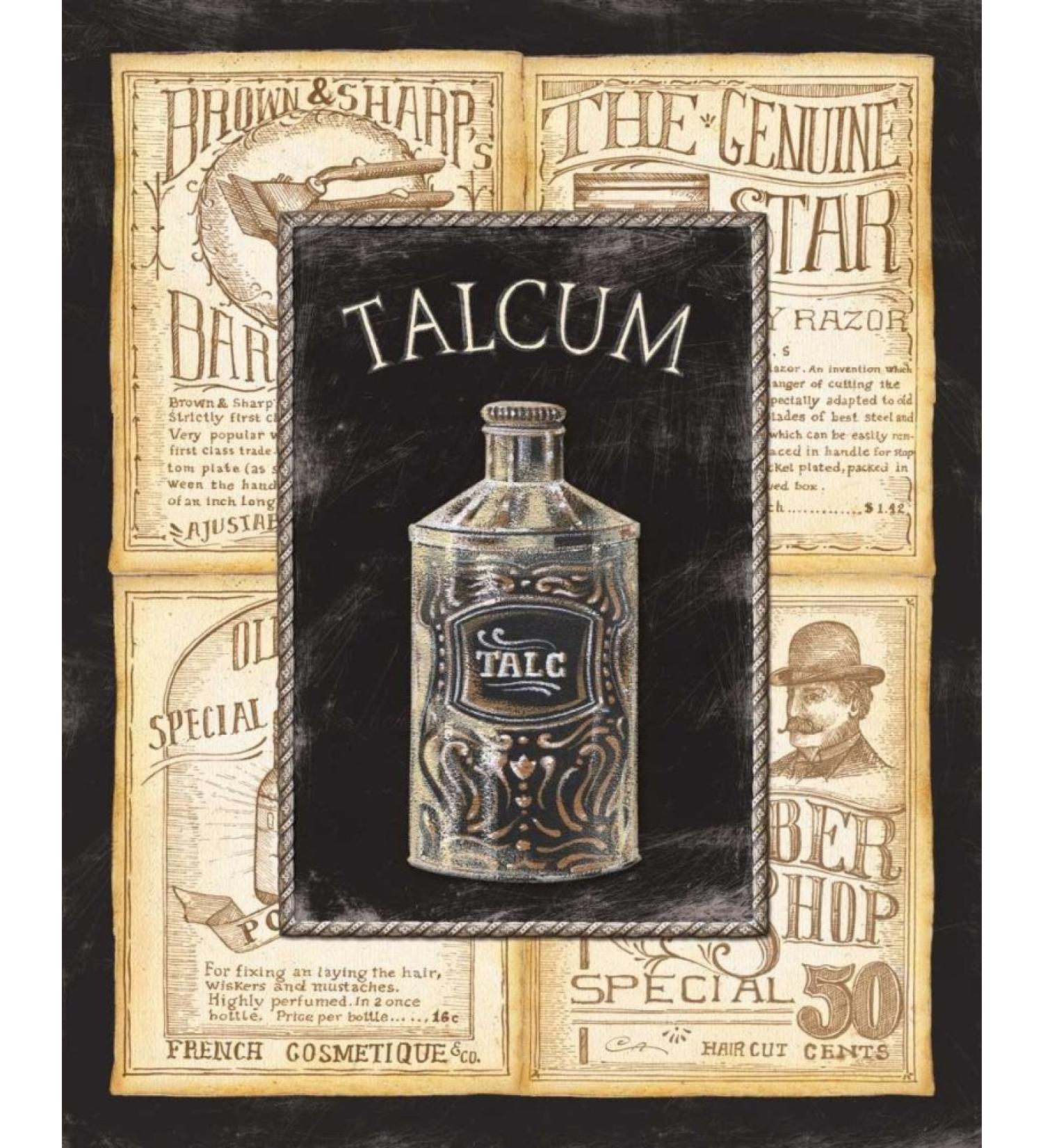 Feeling at home ARTPRINTonmattepaper220gr Grooming Talcum Audrey Charlene Vintage vertical Image black brown men care badroo talc Fine art Print 14_X_11_in - Buy Online on GoSupps.com