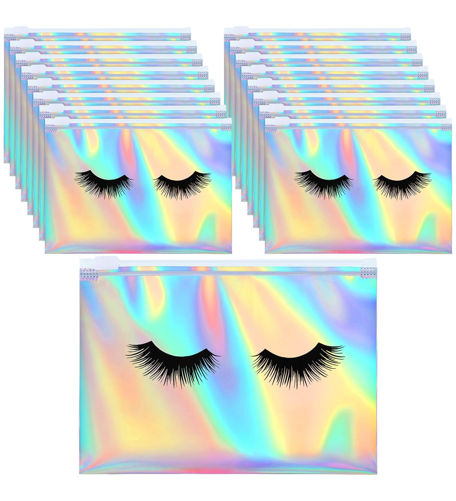 50-Count Holographic Eyelash Makeup Bags - Leopard Print Toiletry Pouches for Women - 6 x 4 Inch - Buy Online on GoSupps.com
