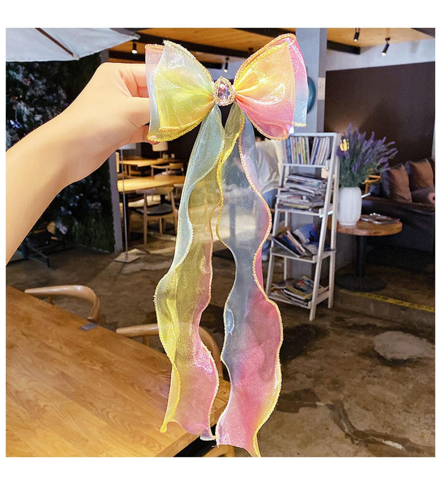 Hair Clips Cute colorful chiffon bow ribbon hairpin sweet hair accessories headband hairpin Blue Hair Clips (Size : 8) - Buy Online on GoSupps.com