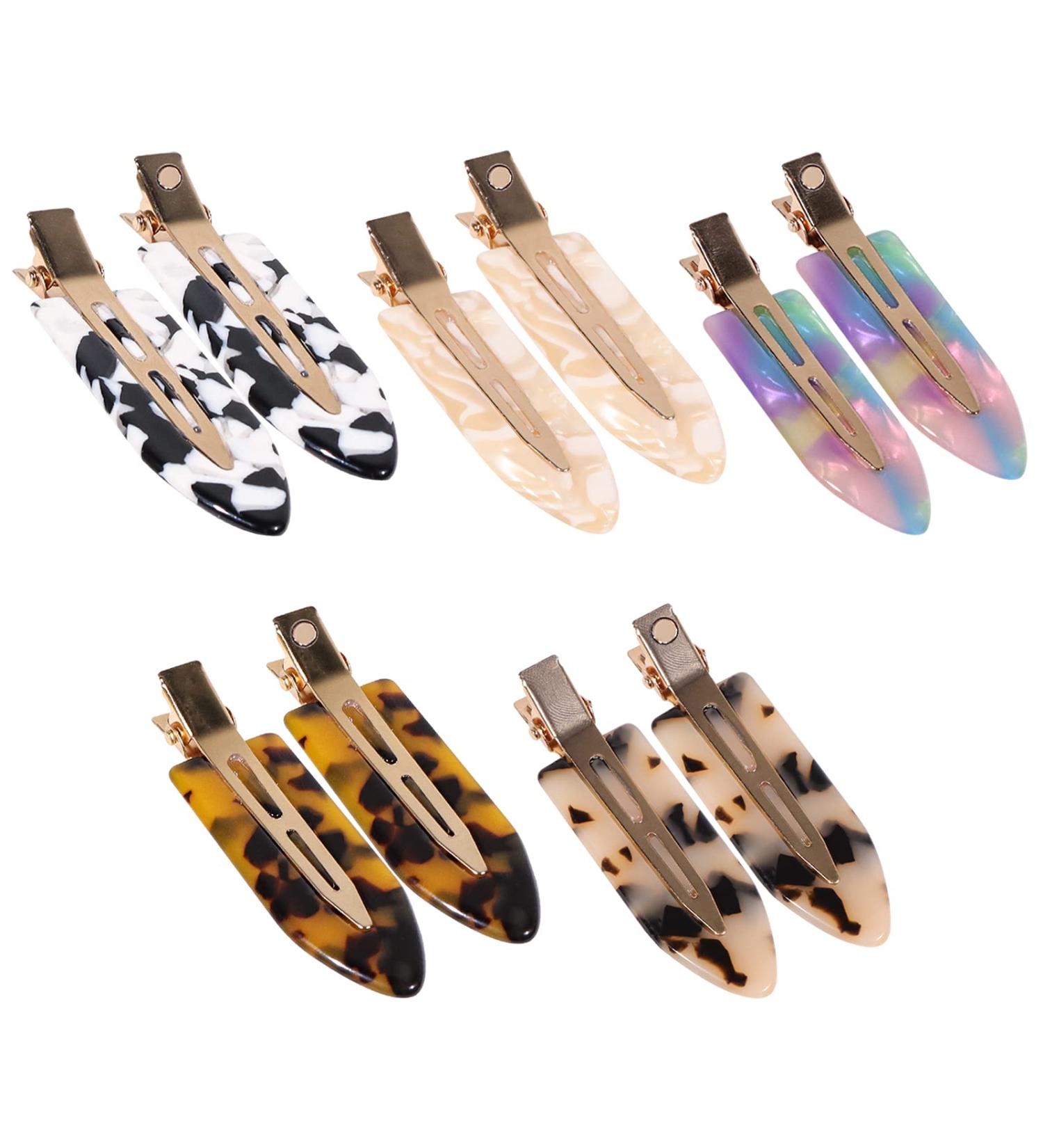 Magicsky 10PCS No Bend Hair Clips - Acrylic Resin Flat Clips for Styling, No Crease Curl Pins, Leopard White Black - Hairstyle Accessories for Women and Girls - Buy Online on GoSupps.com