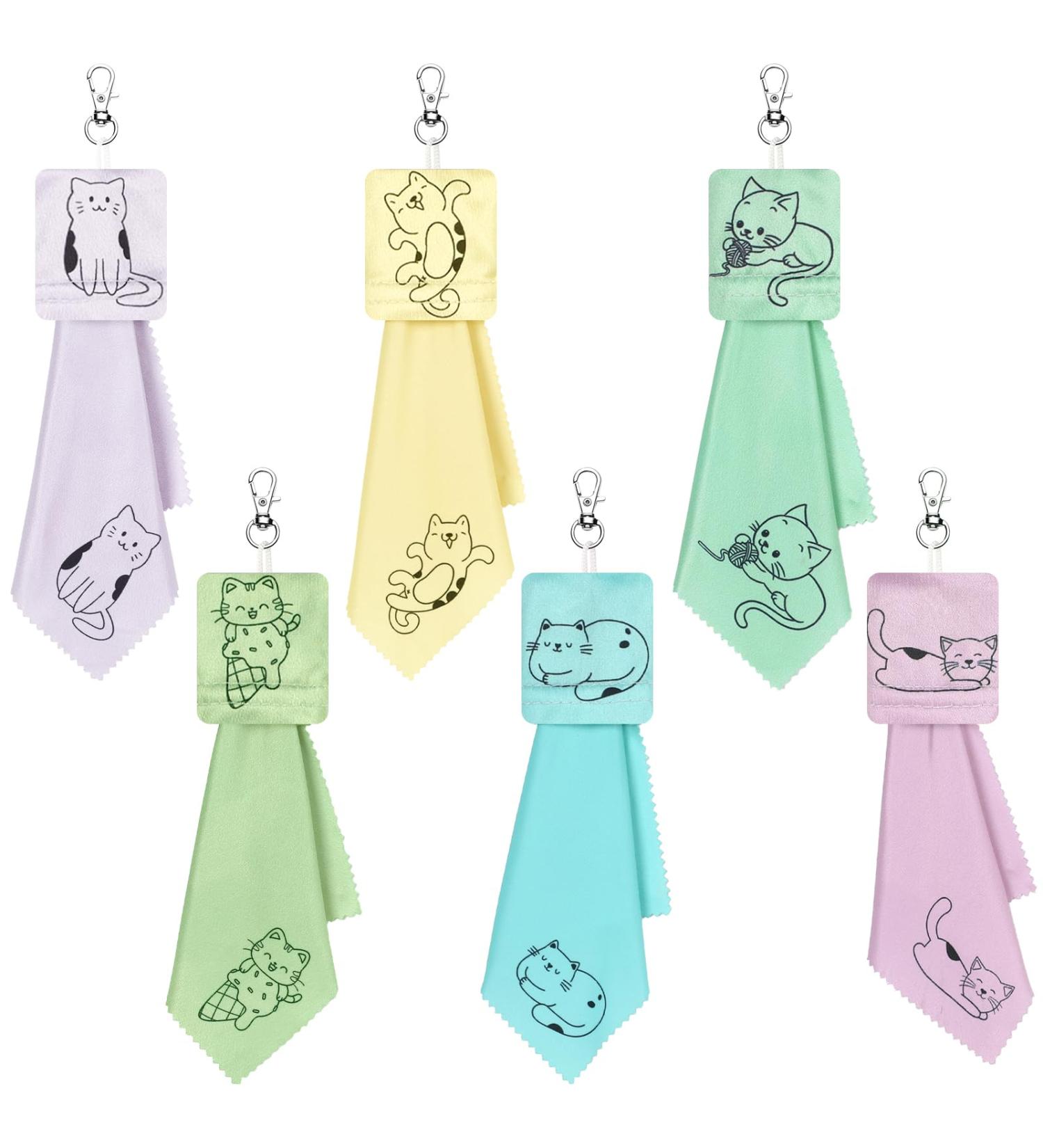 6PCS Cute Kitty Cat Microfiber Cleaning Cloths - Soft Thickened Eyeglasses & Lens Cleaner | Perfect for Screens & Glasses - Buy Online on GoSupps.com