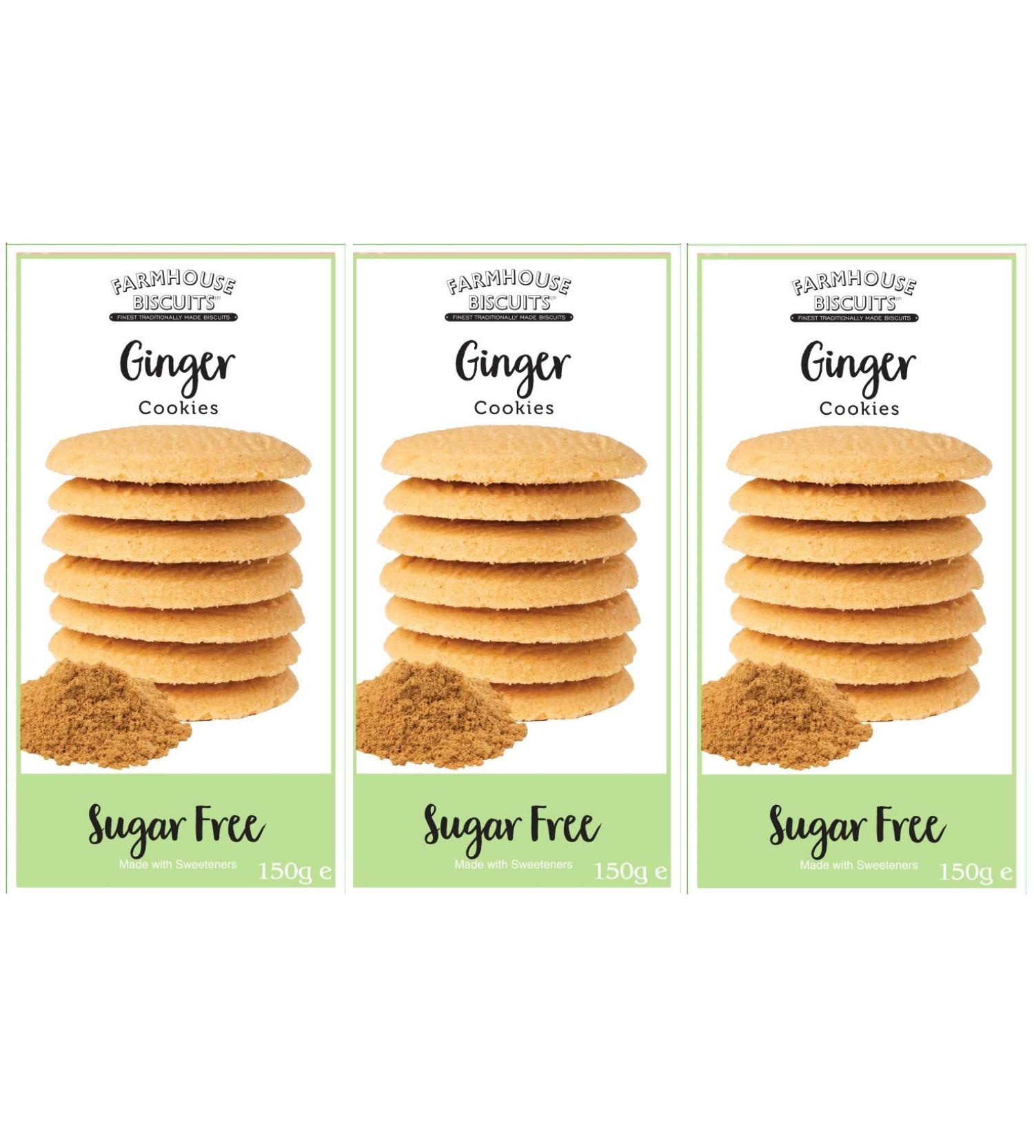 Farmhouse Farmhouse Biscuits Ginger Biscuits 150g Sugar Free Cookies - Pack of 3