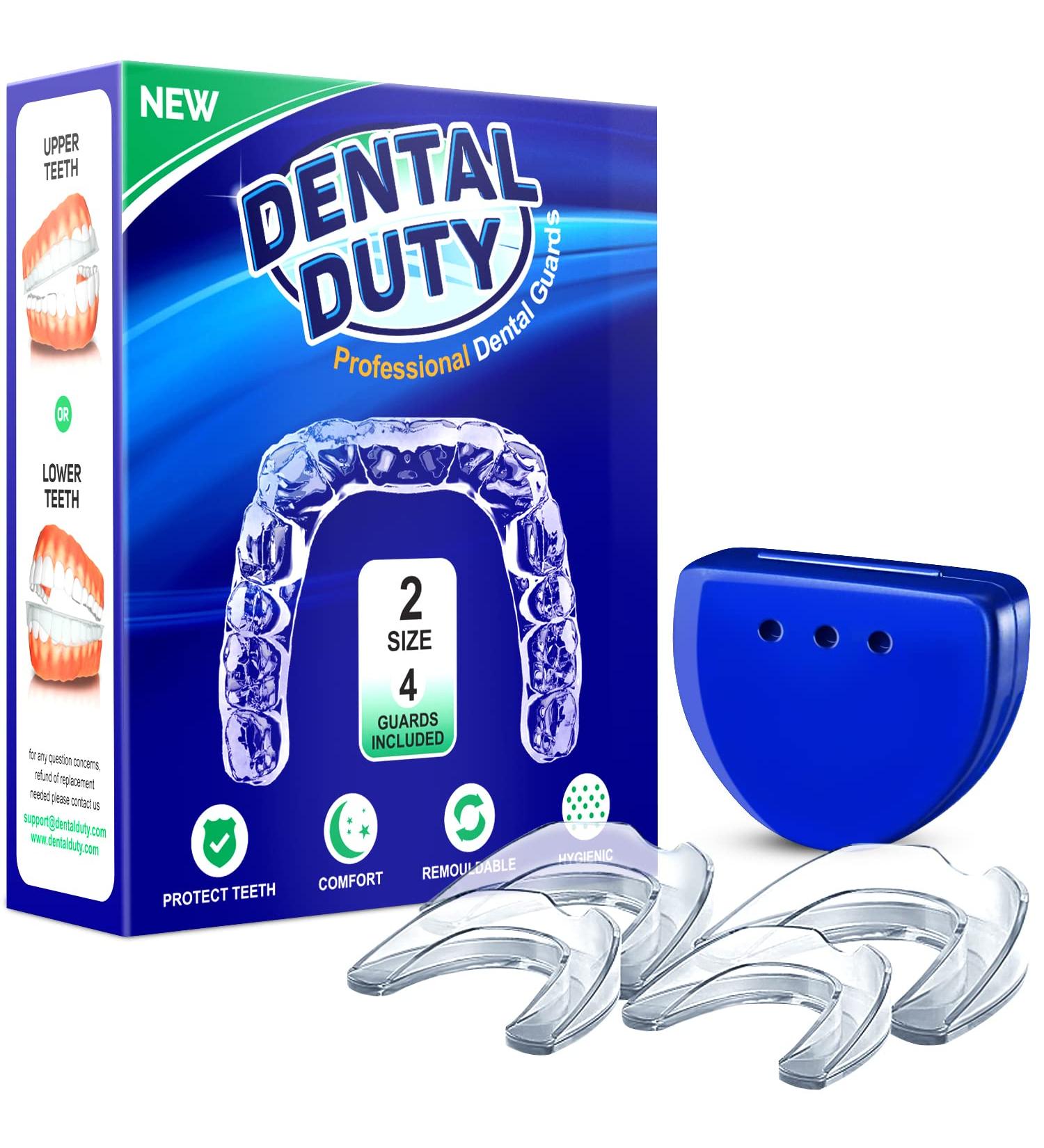 Professional Moldable Mouth Guard for Teeth Grinding - 2 Sizes, 4 Pieces Set - Night Guard for Bruxism & Clenching - Antibacterial Dental Guard Case Included - Buy Online on GoSupps.com