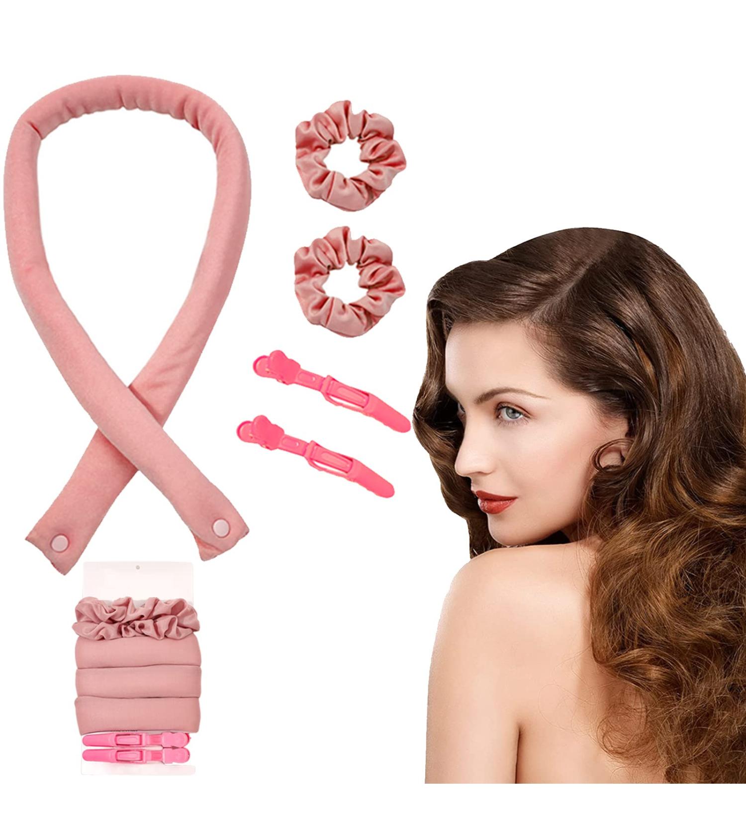 Heat-Free Lock Winders for Effortless Curls | DIY Non-Slip Pink Hair Curling Bands - Buy Online on GoSupps.com