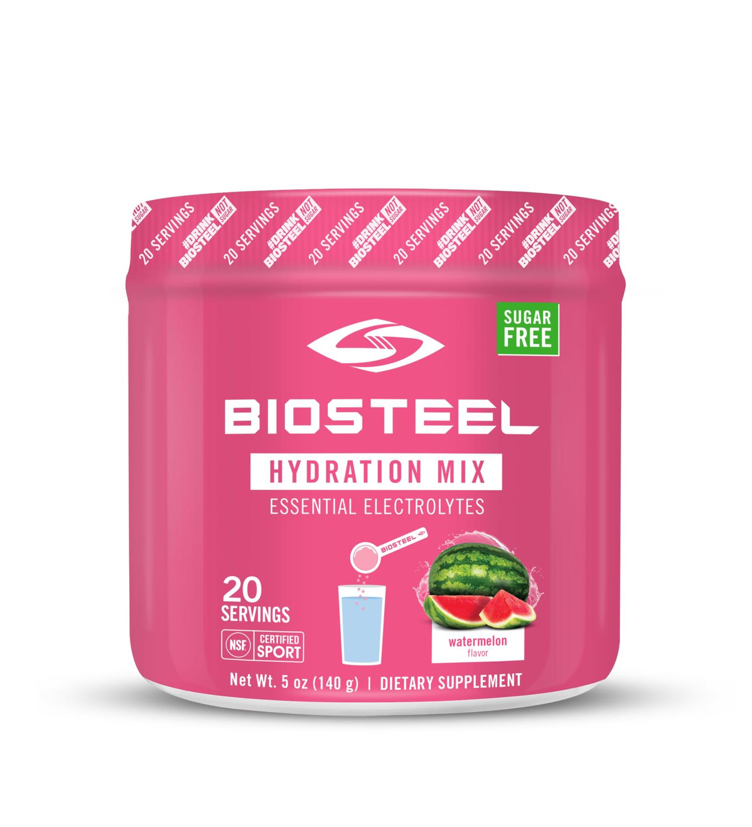 BioSteel Zero Sugar Hydration Mix - Watermelon Flavor with 5 Essential Electrolytes | 20 Servings - Hydration for Optimal Performance - Buy Online on GoSupps.com