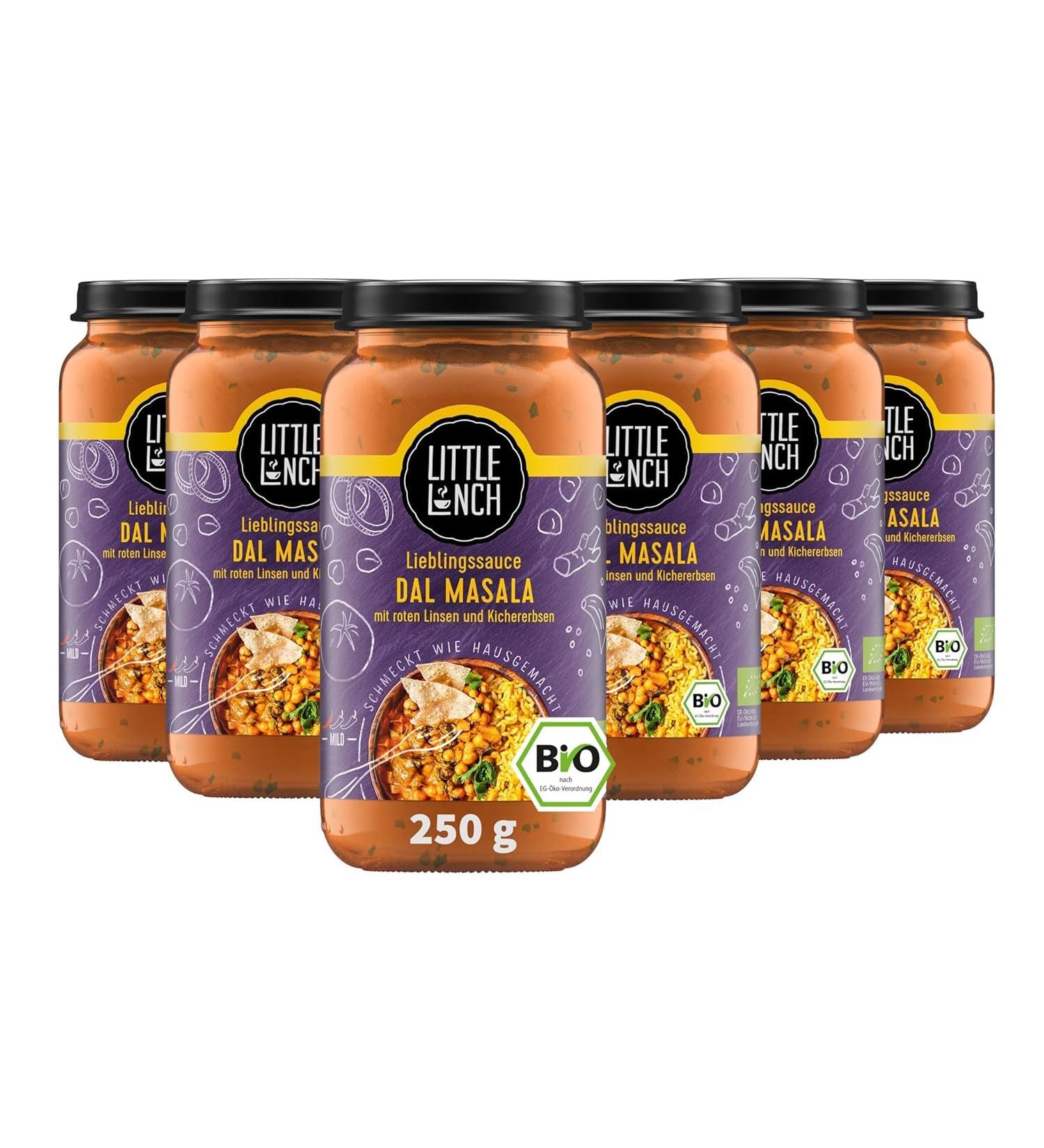 Little Lunch Organic Indian Vegetable Curry with Lentils | Vegan Dal Masala Sauce - 100% Organic Sugar-Free Lactose-Free | 6x250g - Perfect for Rice - Buy Online on GoSupps.com