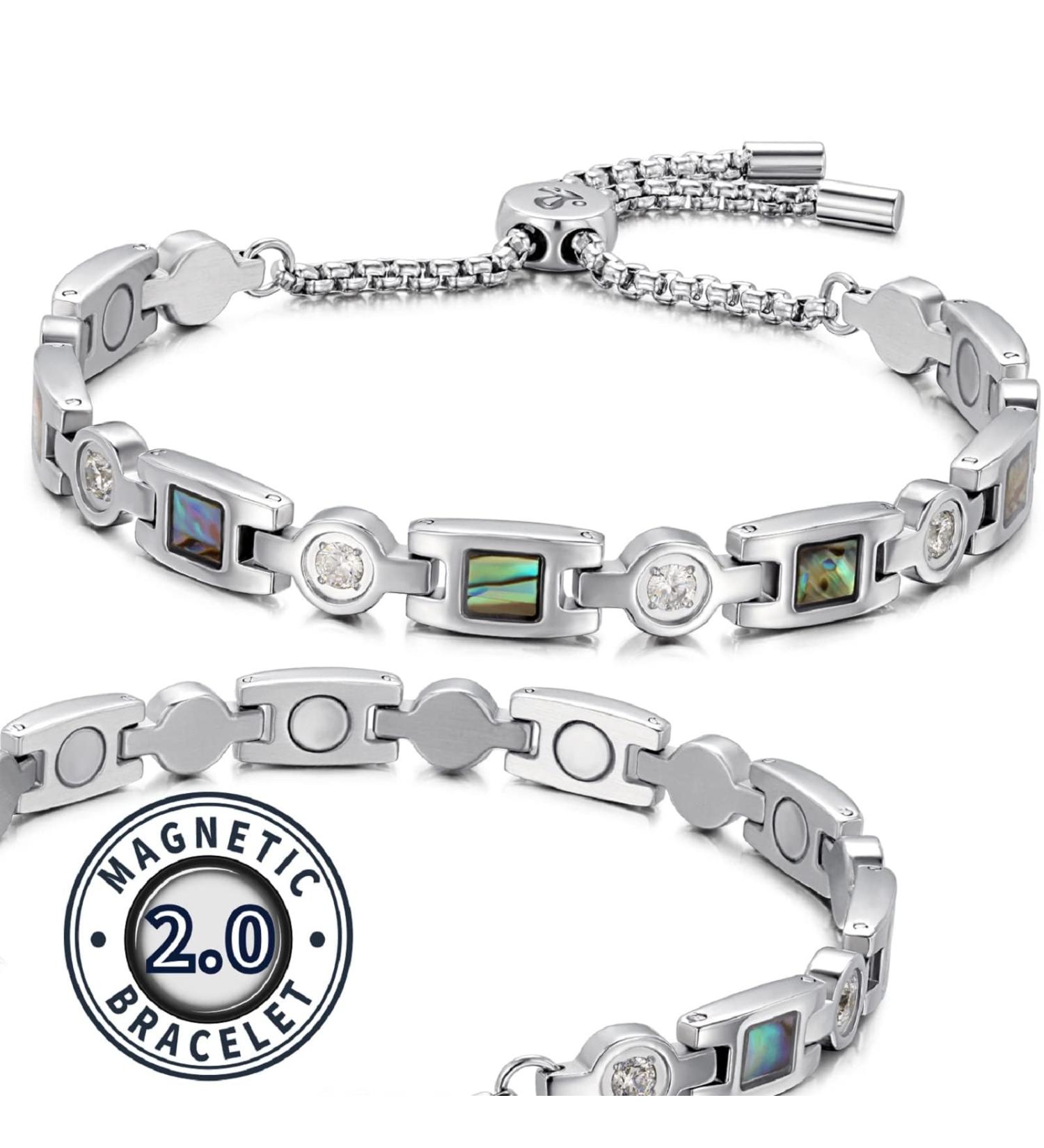 RainSo Elegant Women's Stainless Steel Magnetic Adjustable Bracelet with Gift Box - Stylish Silver Jewelry for Women - Buy Online on GoSupps.com