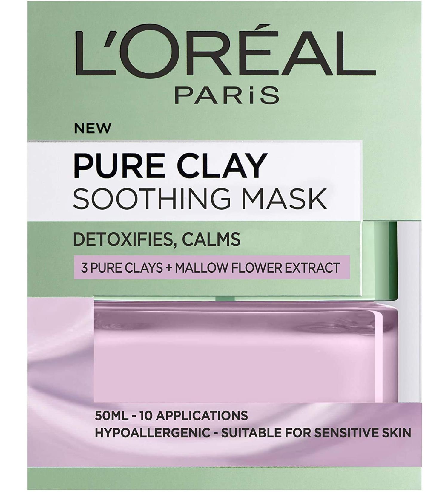 L'Oreal Paris Pure Clay Soothing & Detox Face Mask for Sensitive Skin 50 ml Soothing Mask - Buy Online on GoSupps.com