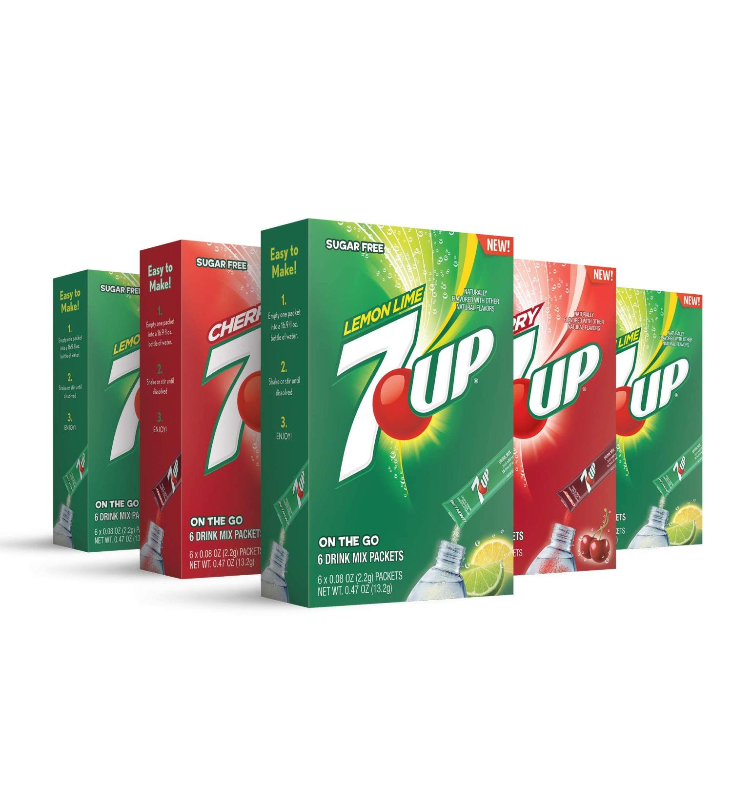 7-UP Variety Pack Powder Drink Mix (5 Boxes, 30 Sticks) - Sugar-Free & Delicious Flavor for 30 Refreshing Beverages - Buy Online on GoSupps.com