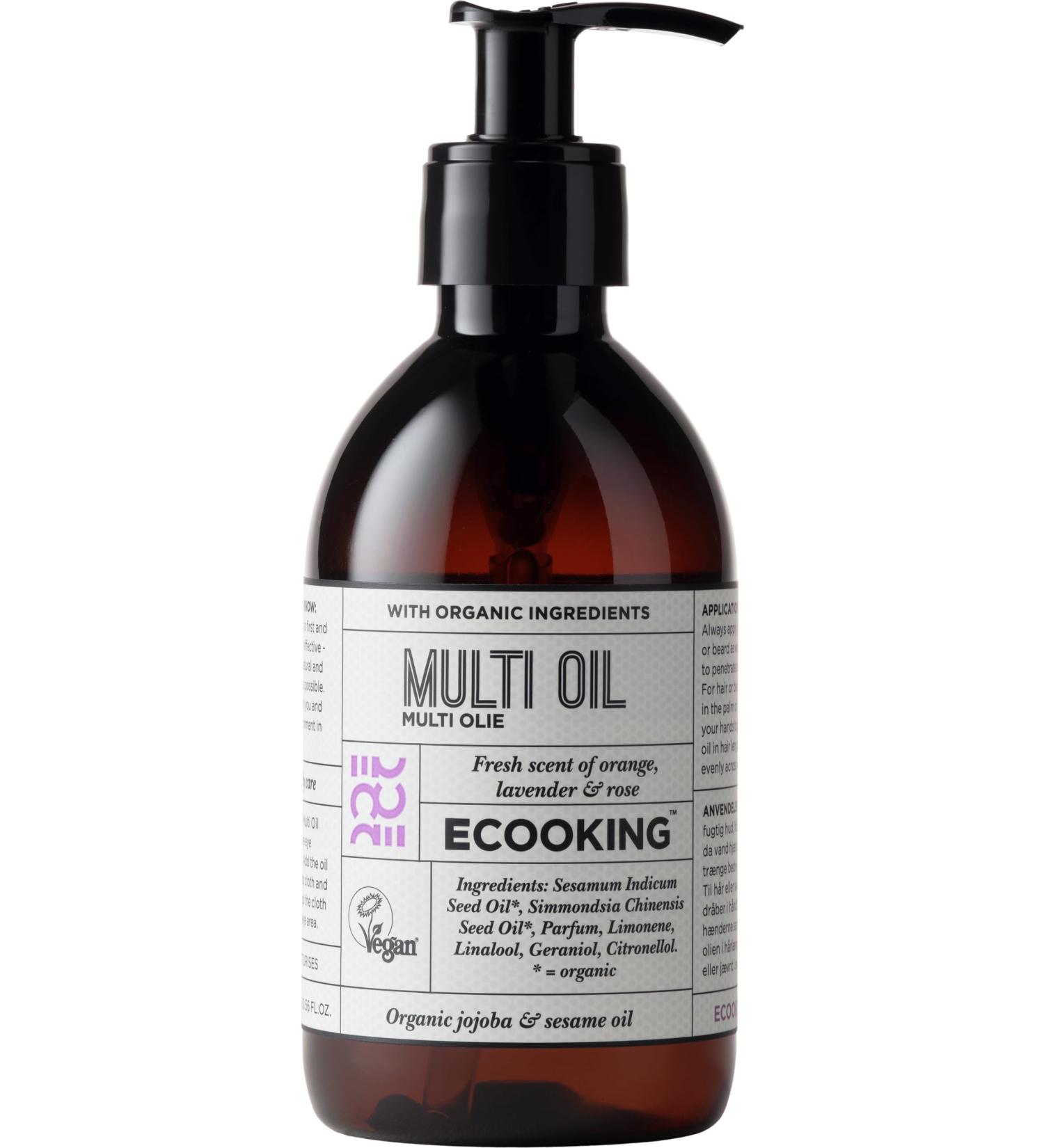 Ecooking Organic Multi Oil Fragrance-Free 300ml | Moisturising Body Oil for Damp Skin Post-Bath/Shower | Jojoba Oil Sesame Oil & Calming Essential Oil Extracts of Orange Lavender & Rose With Fragrance - Buy Online on GoSupps.com