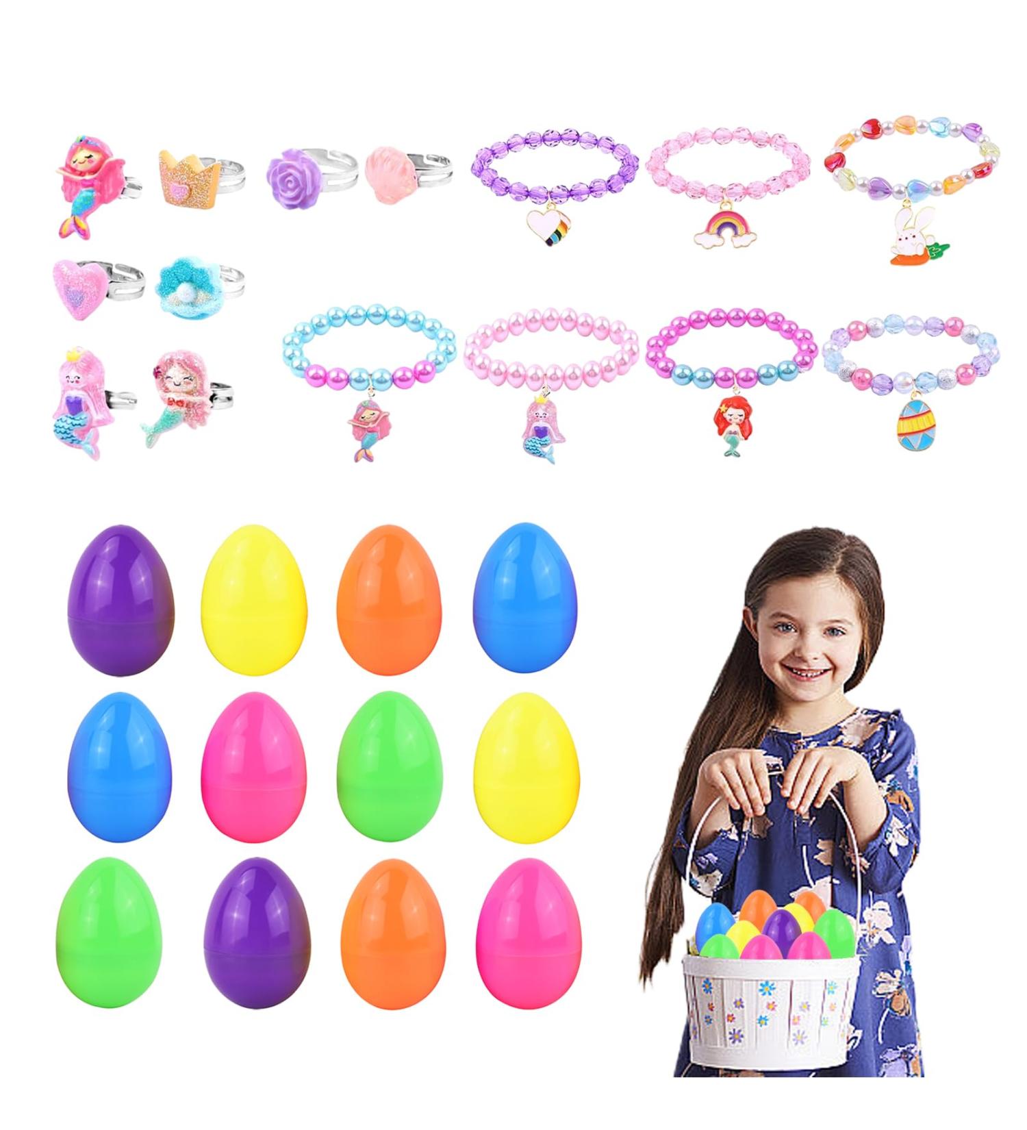 Kirdume Easter Eggs Prefilled With Bracelets - Prefilled Bright Easter Eggs with Bracelets - Easter Basket Stuffers Easter Party Favours for Girls Kids Children Boys Sh-08 - Buy Online on GoSupps.com