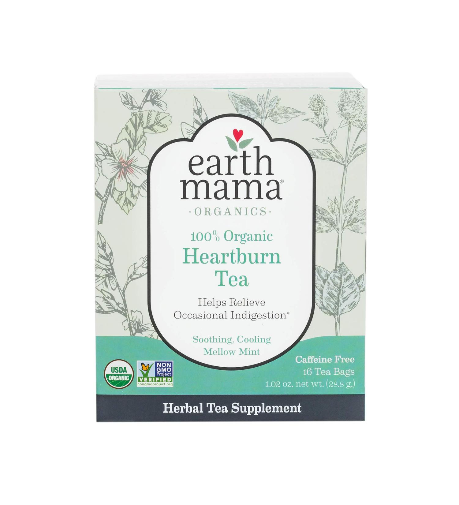 Earth Mama Organic Heartburn Tea Bags for Occasional Pregnancy Heartburn 16-Count (Multi-Pack)