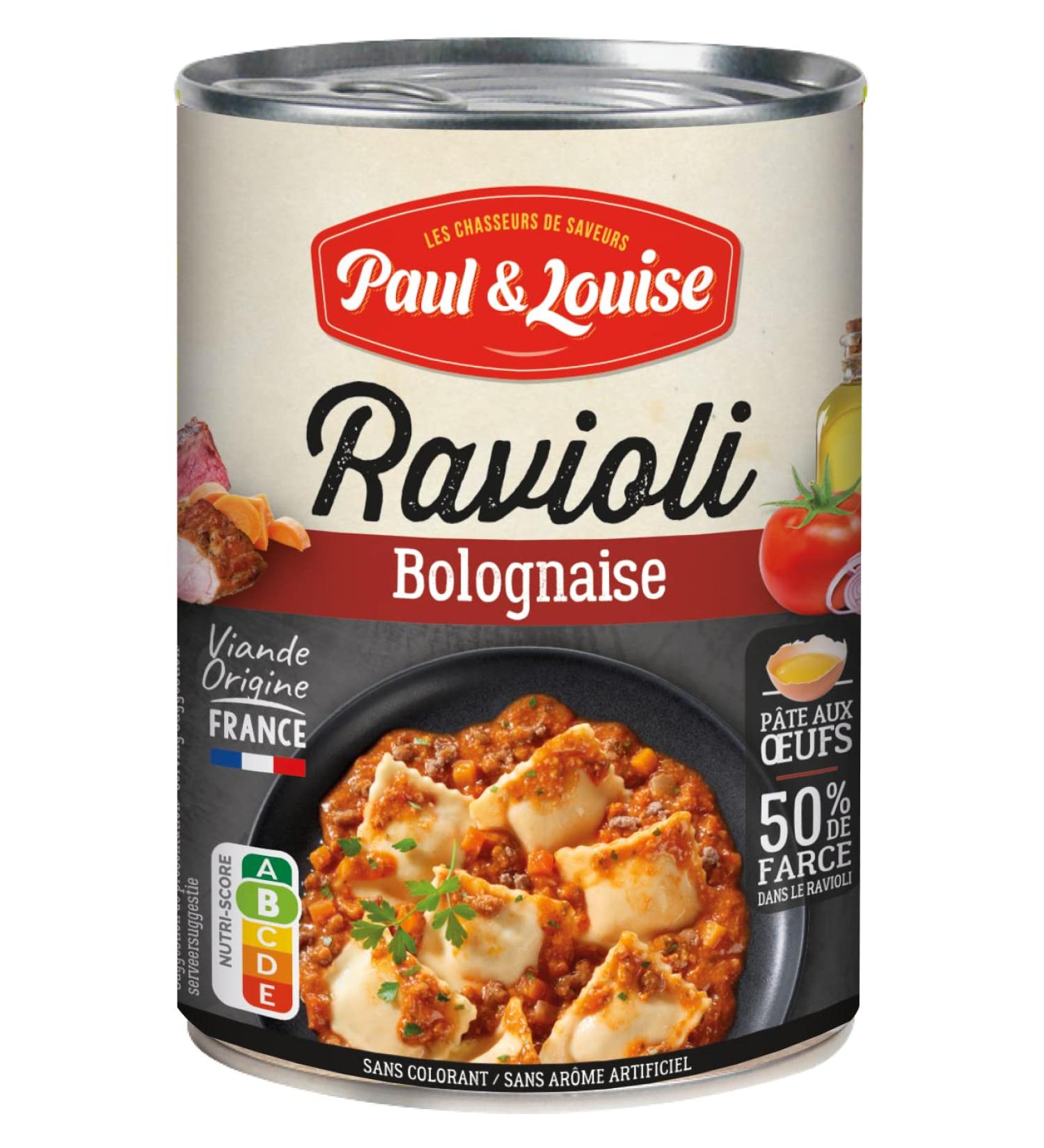 Paul & Louise Bolognese ravioli 400g - Egg dough - 50% stuffing - 100% meat from France - No coloring - No artificial flavou - Buy Online on GoSupps.com