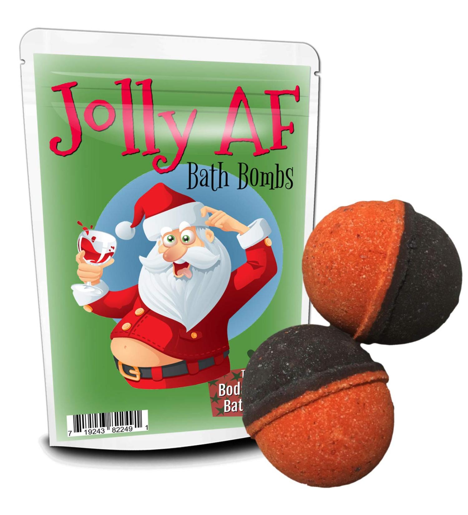 Jolly AF Bath Bombs - Funny Drunk Santa Design - Handcrafted in USA - Giant Black Cherry Fizzers 2 Pack - Buy Online on GoSupps.com