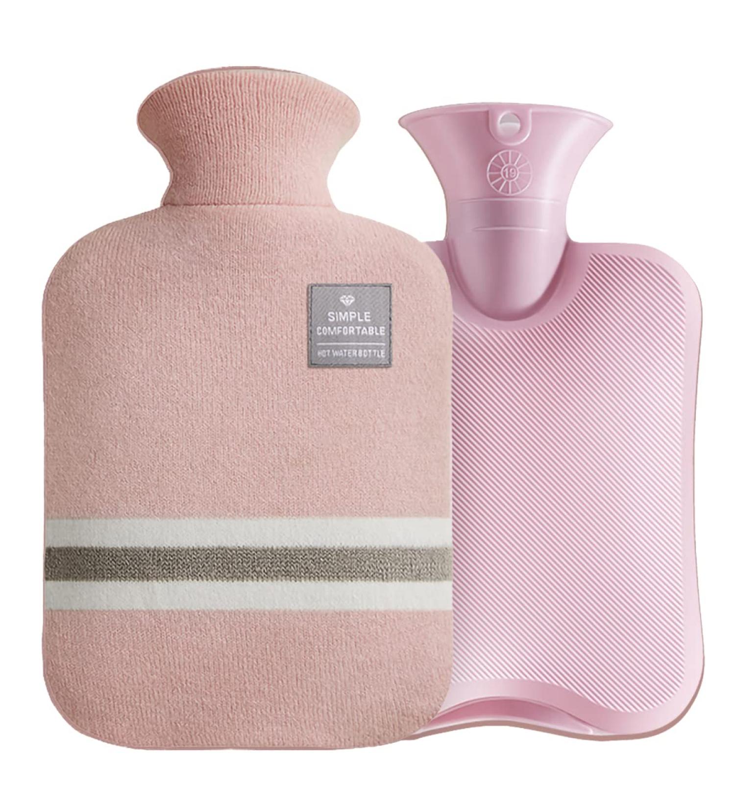 OliviaLiving 2L Hot Water Bottle | Heat Up & Refreezable Hot Cold Pack | Classic Striped Design | Pain Relief Therapy | Pink Red - Buy Online on GoSupps.com
