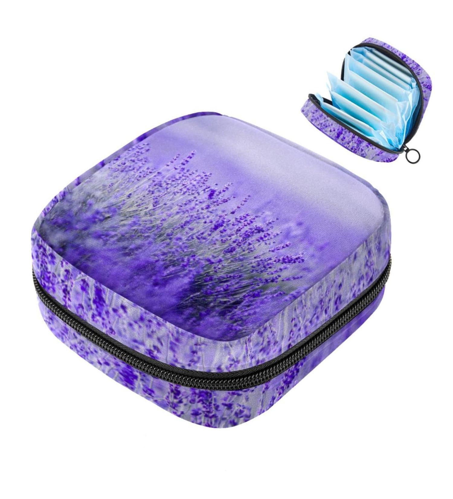 Pretty Purple Lavender Ladies Tie Storage Bag | Large Menstrual Cup Pocket with Zipper | Perfect Storage for Panty Liners & Tampons | Multicolored Design for Girls & Women - Buy Online on GoSupps.com