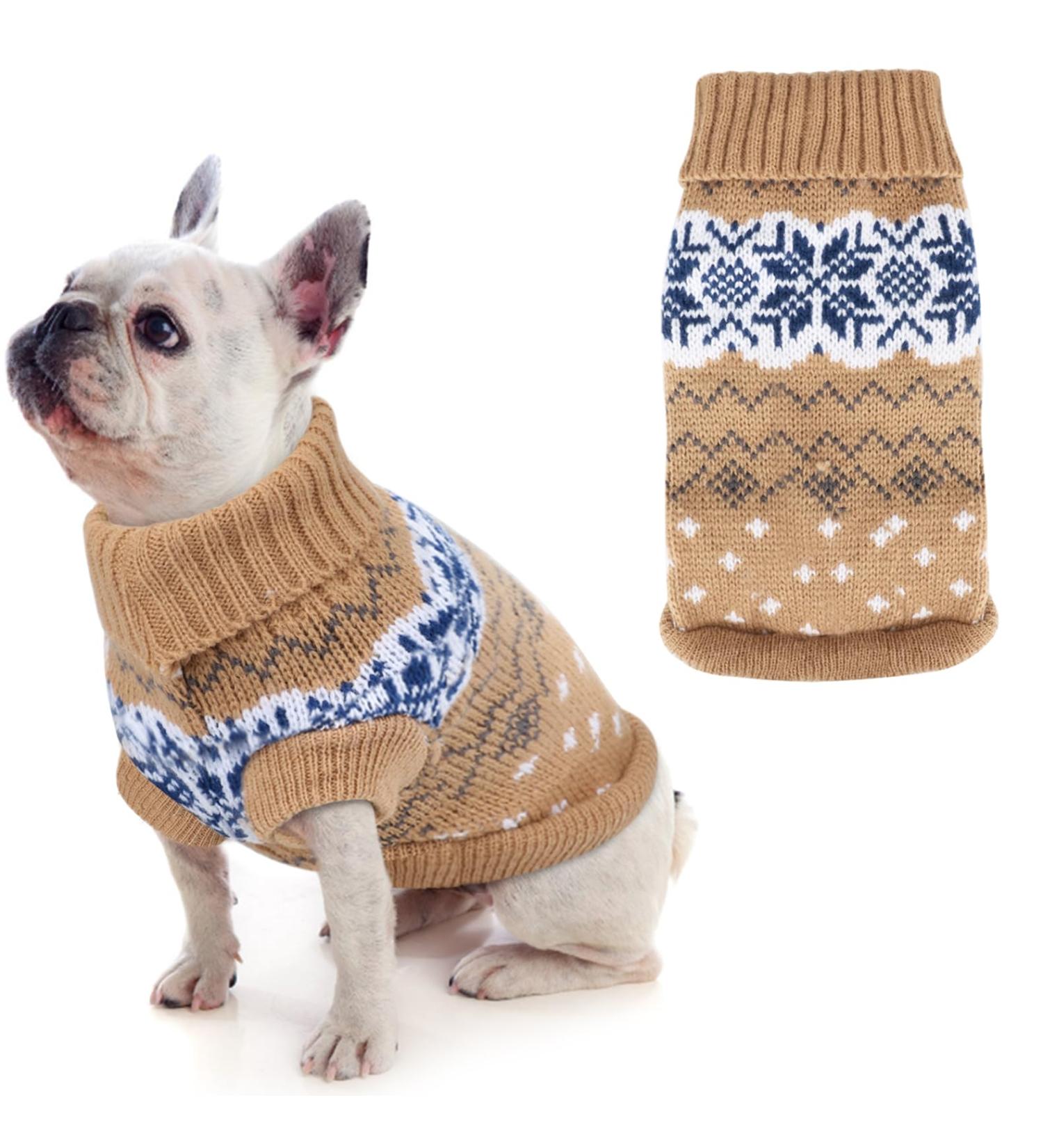 Idepet Winter Dog Sweater - Warm Sweater for Small & Medium Dogs & Cats - Cozy XS Yellow Pet Apparel - Buy Online on GoSupps.com