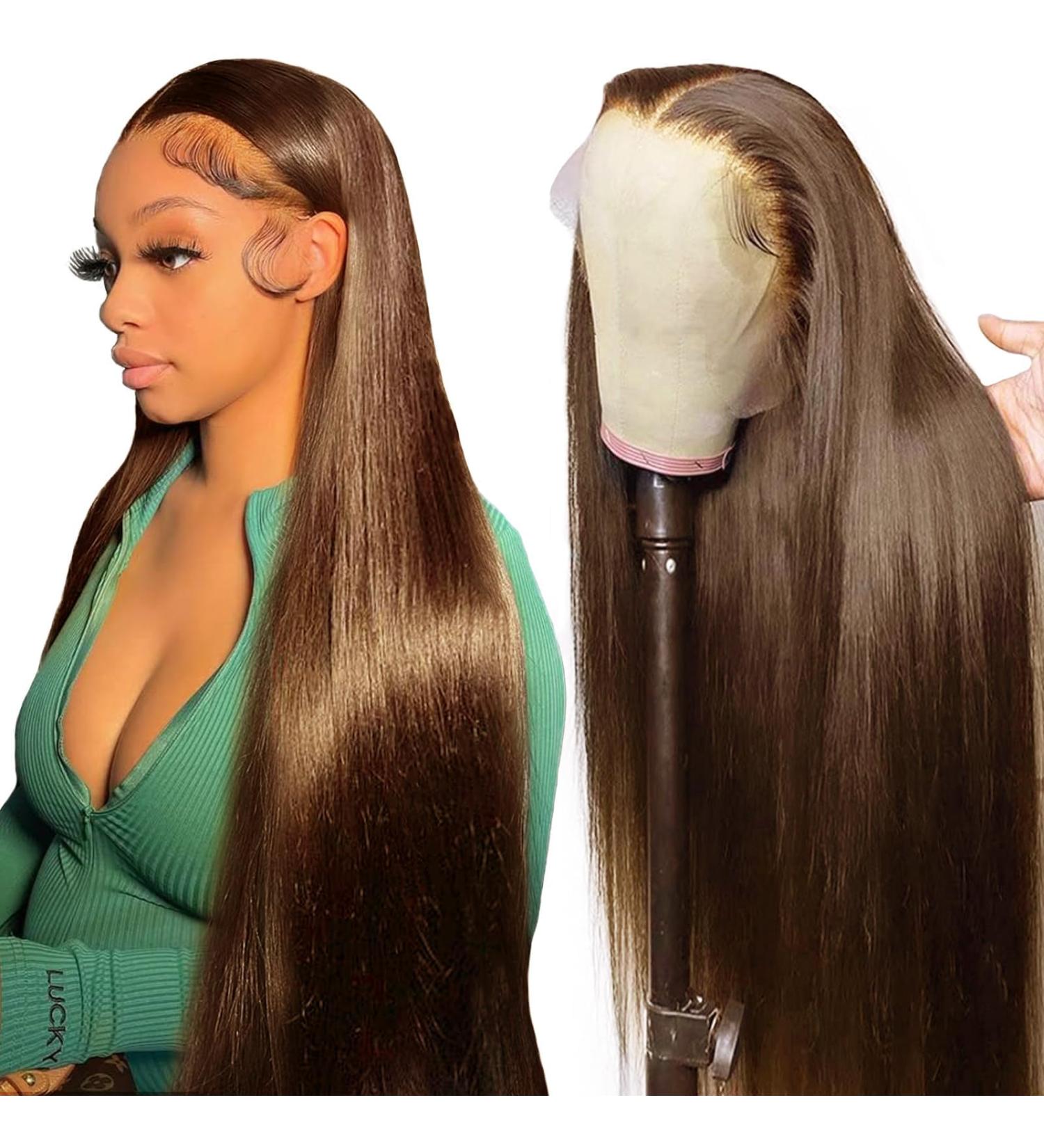 Luxurious 30 #4 Chocolate Brown Human Hair Lace Front Wig for Black Women - Buy Online on GoSupps.com