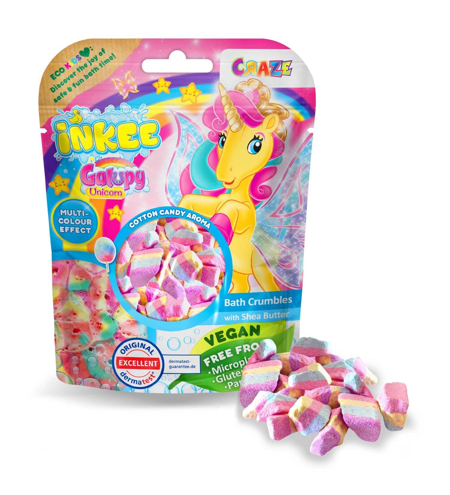 Buy Inkee Galupy Unicorn Bathing Streusel 100g - Colorful Kids Swimming Salt with Sugar Steward Aroma & Cocoa Butter - Buy Online on GoSupps.com