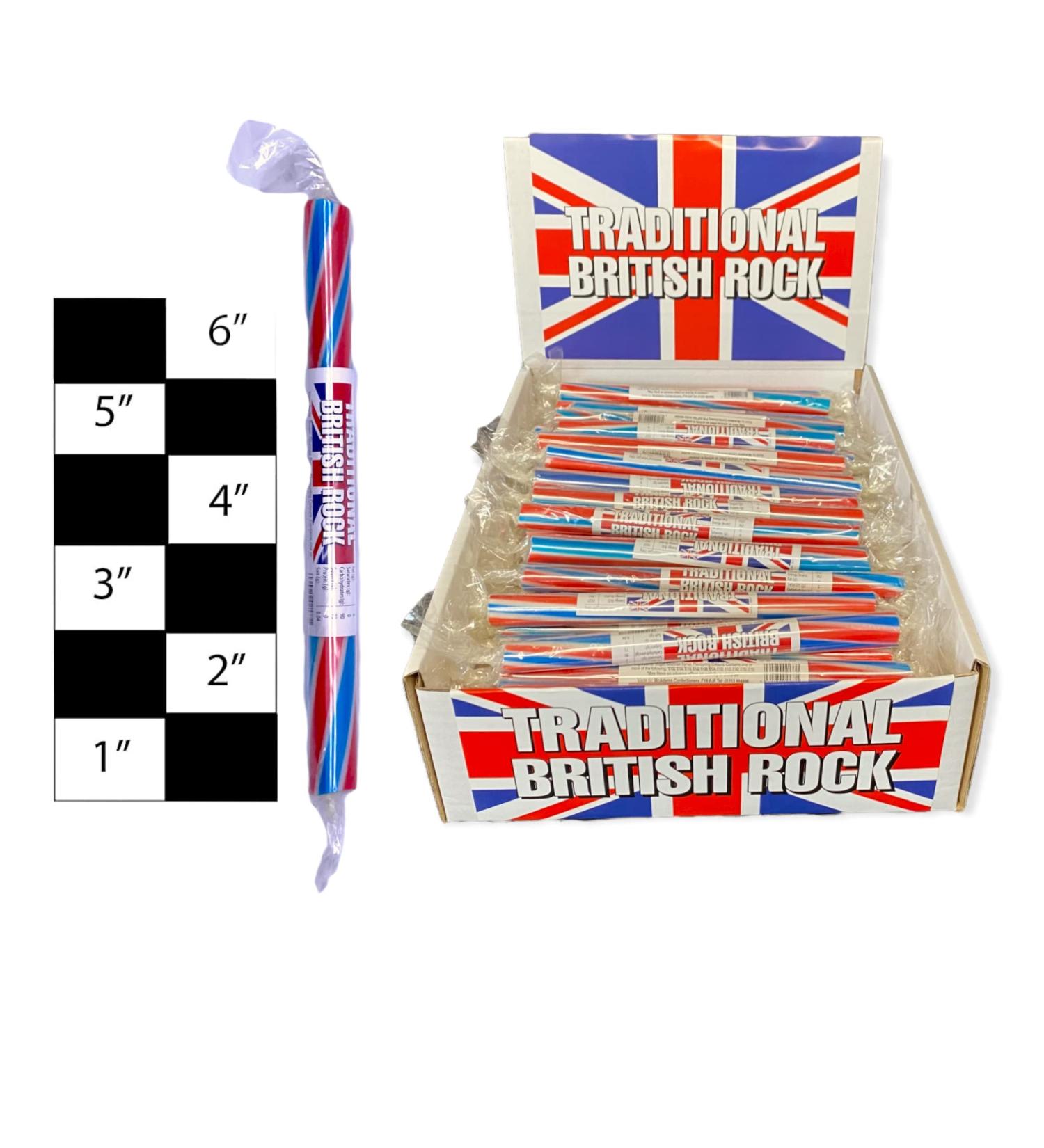 20 X Traditional British Red White Blue Rock Sticks Handmade Traditional Rainbow Classic Sweets Retro Seaside Gift Wholesale Confectionery