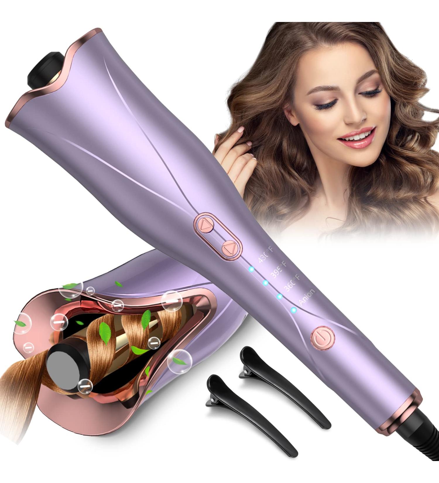 Automatic Hair Curler - Upgrade 1 Larger Curling Iron | Dual-Voltage Adjustable Temps Beach Waves Anti-Scald Fast Heating - Buy Online on GoSupps.com