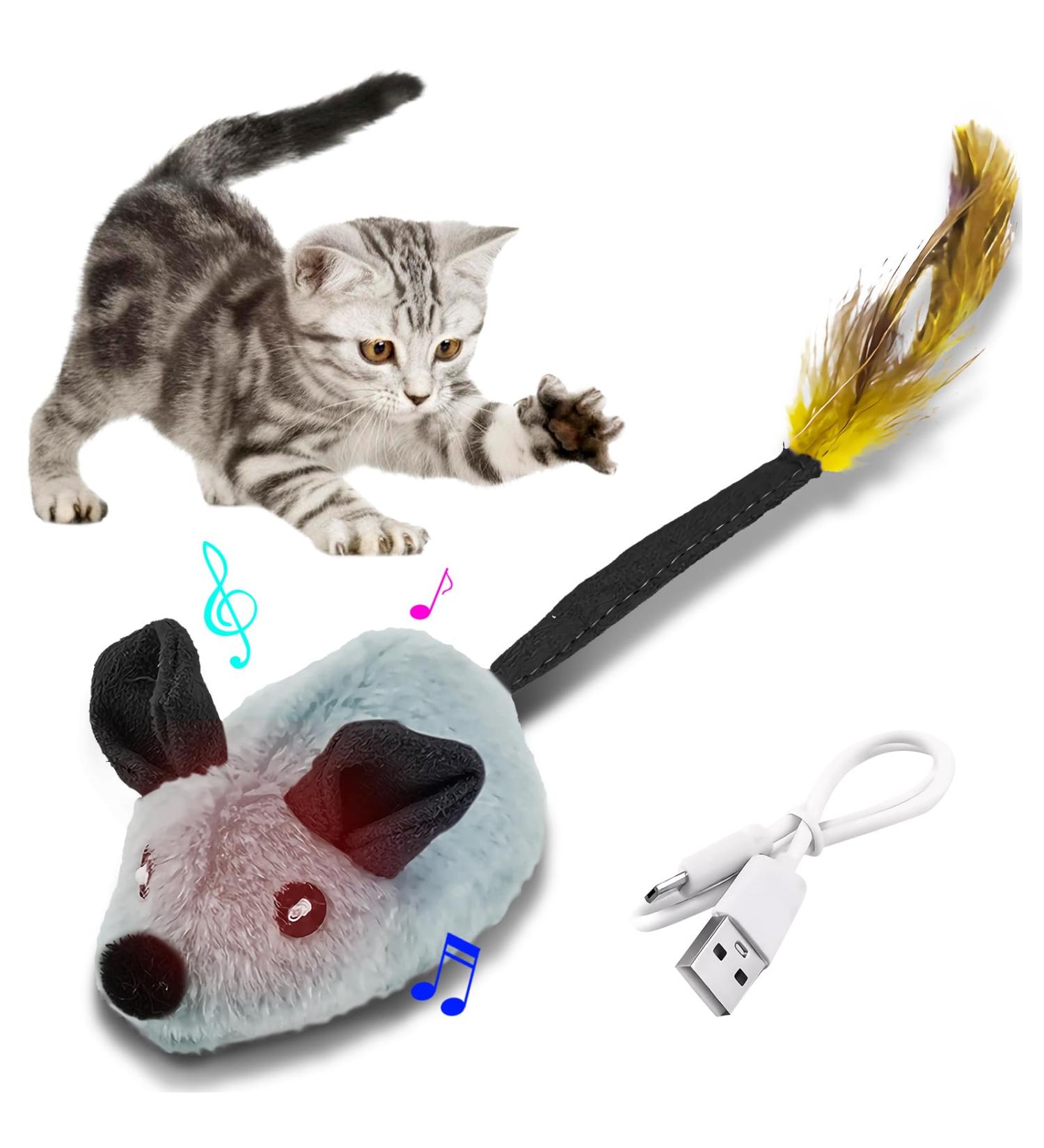 Onenine Electric Cat Toys - Interactive Play Mouse with Spring Tail & USB Cable | Boost Your Cat's Playtime & Combat Boredom - Buy Online on GoSupps.com