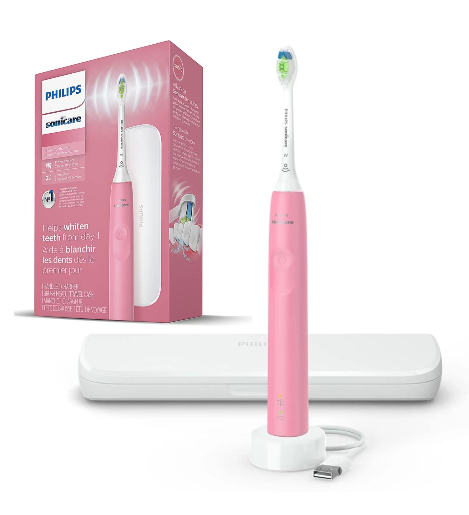 PHILIPS Sonicare DiamondClean Electric Toothbrush with Pressure Sensor and Travel Case - Pink - Buy Online on GoSupps.com