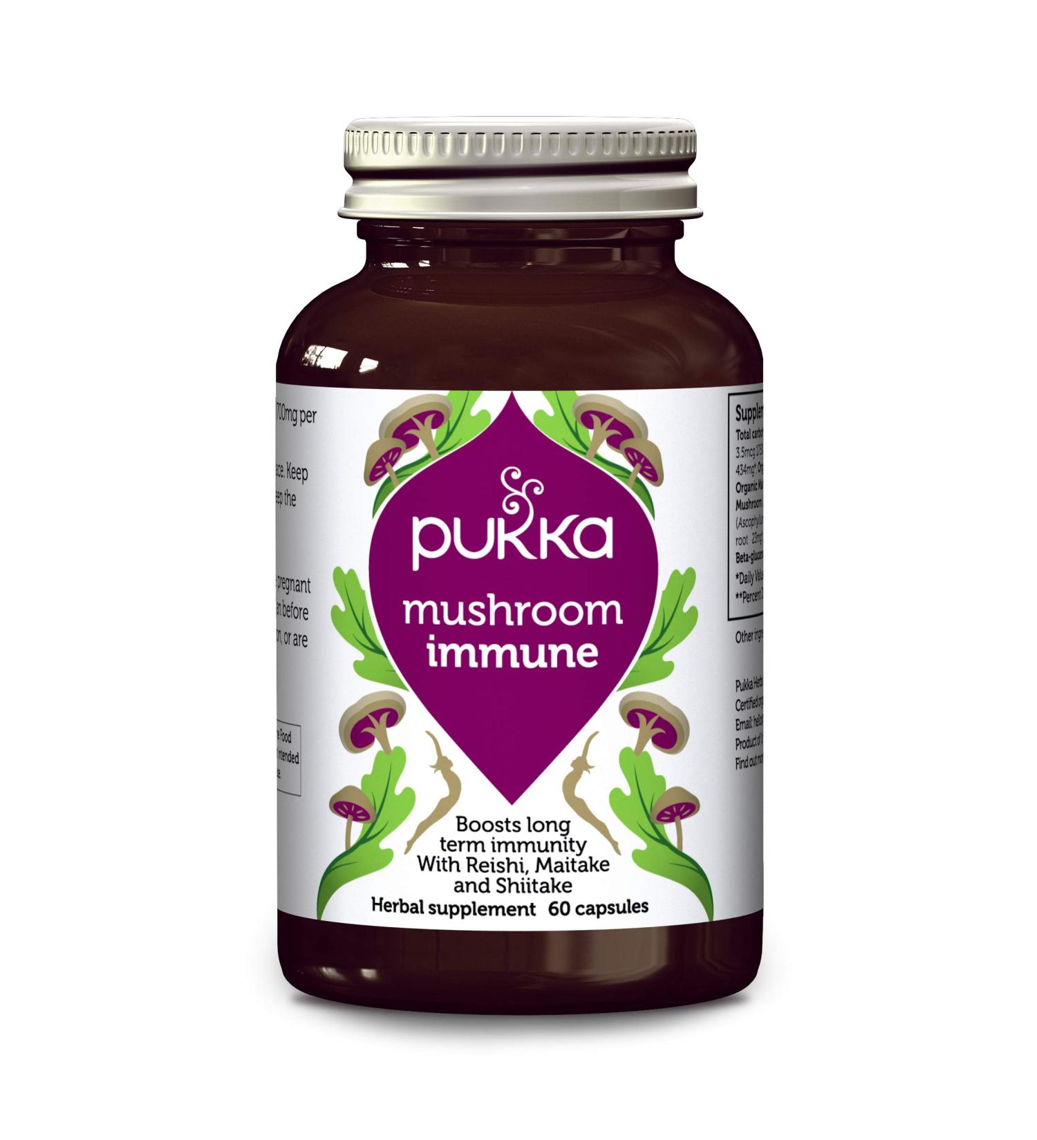 Pukka Organic Mushroom Immune Supplements - 60 Capsules for Enhanced Immunity - Buy Online on GoSupps.com