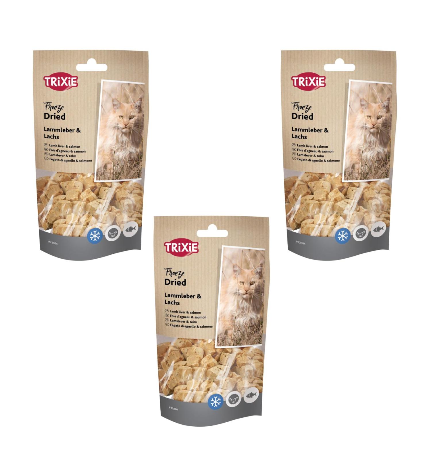Trixie Freeze Dried Lamb Liver & Salmon | Pack of 3 | 3 x 25g | Complementary Food for Cats | Freeze-Dried Snack | Suitable - Buy Online on GoSupps.com