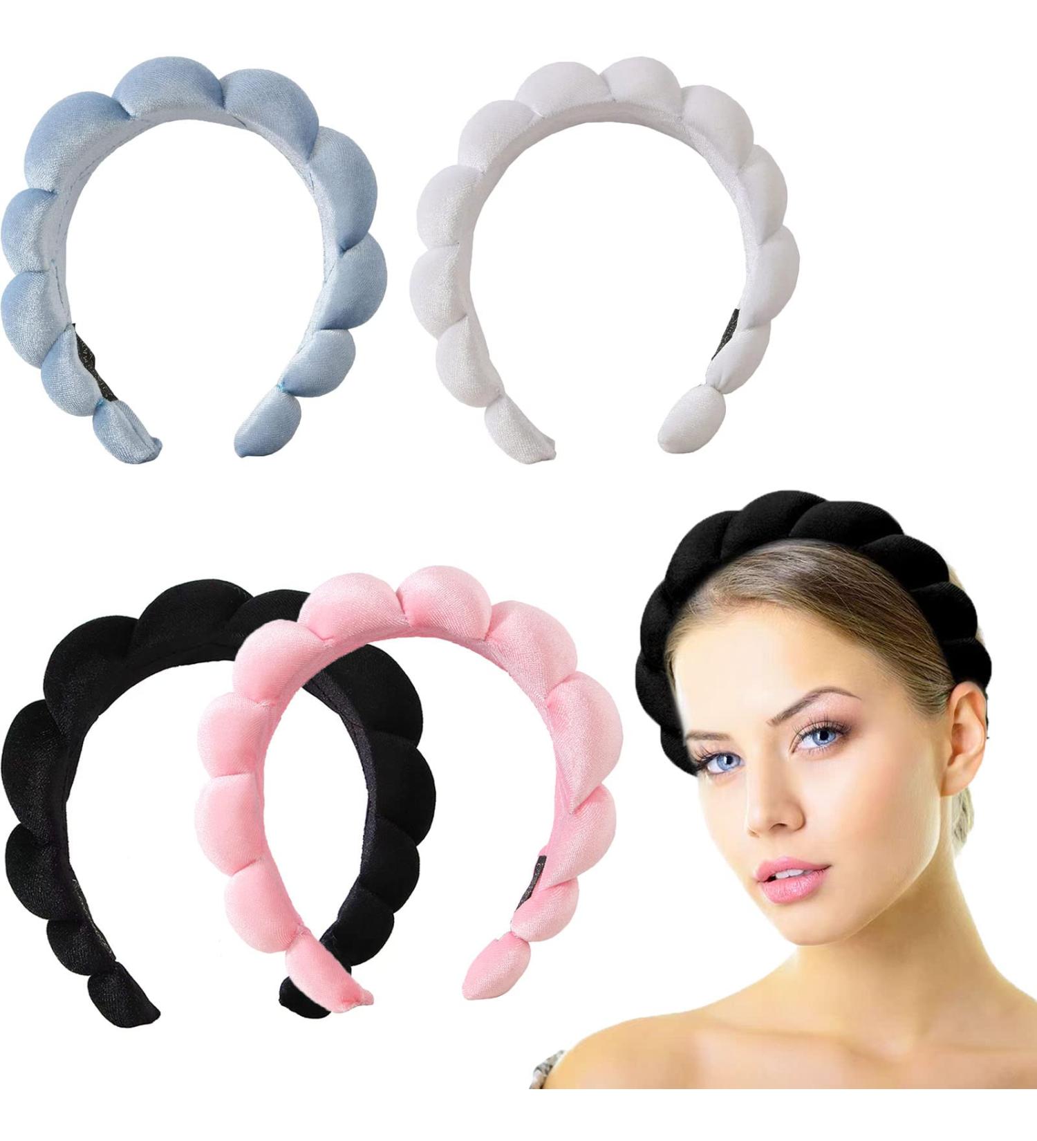 SEPIU Spa Headband for Women - Soft Sponge Fabric Puffy Headband for Skincare, Makeup Removal, and Shower - Black - Buy Online on GoSupps.com