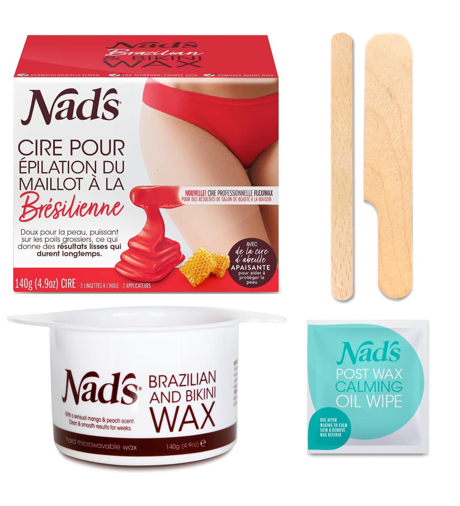 Nad's Brazilian Bikini Wax - Home Hair Removal Kit With Hard Wax Hot Wax Pot Including Intimate Area - Buy Online on GoSupps.com