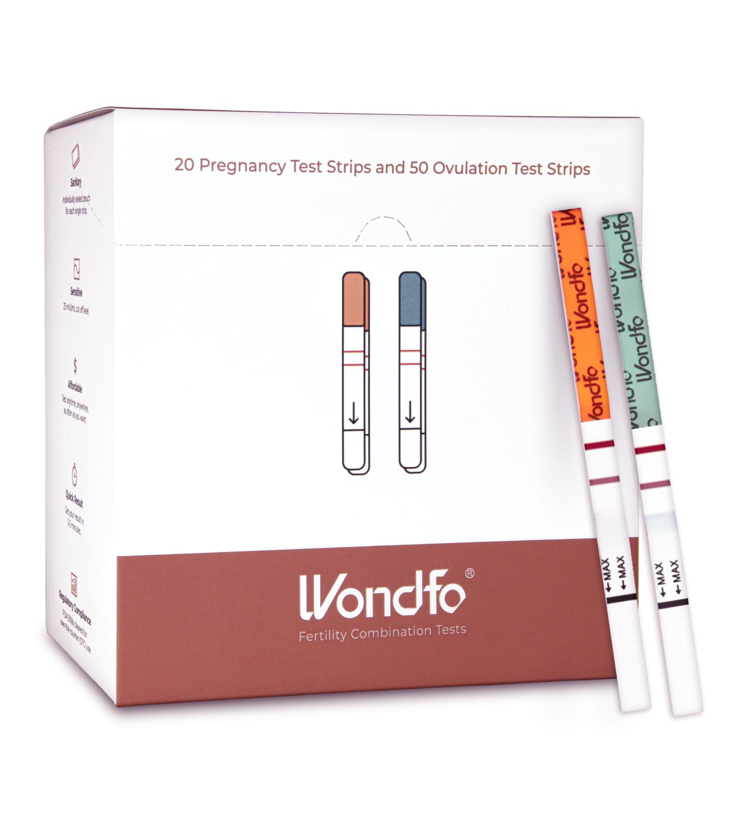 Wondfo 50 Ovulation and 20 Pregnancy Test Strips Kit - Highly Sensitive and Fast at Home Self-Checking Fertility Predictor Kit Pack of 70 50lh+20hcg - Buy Online on GoSupps.com