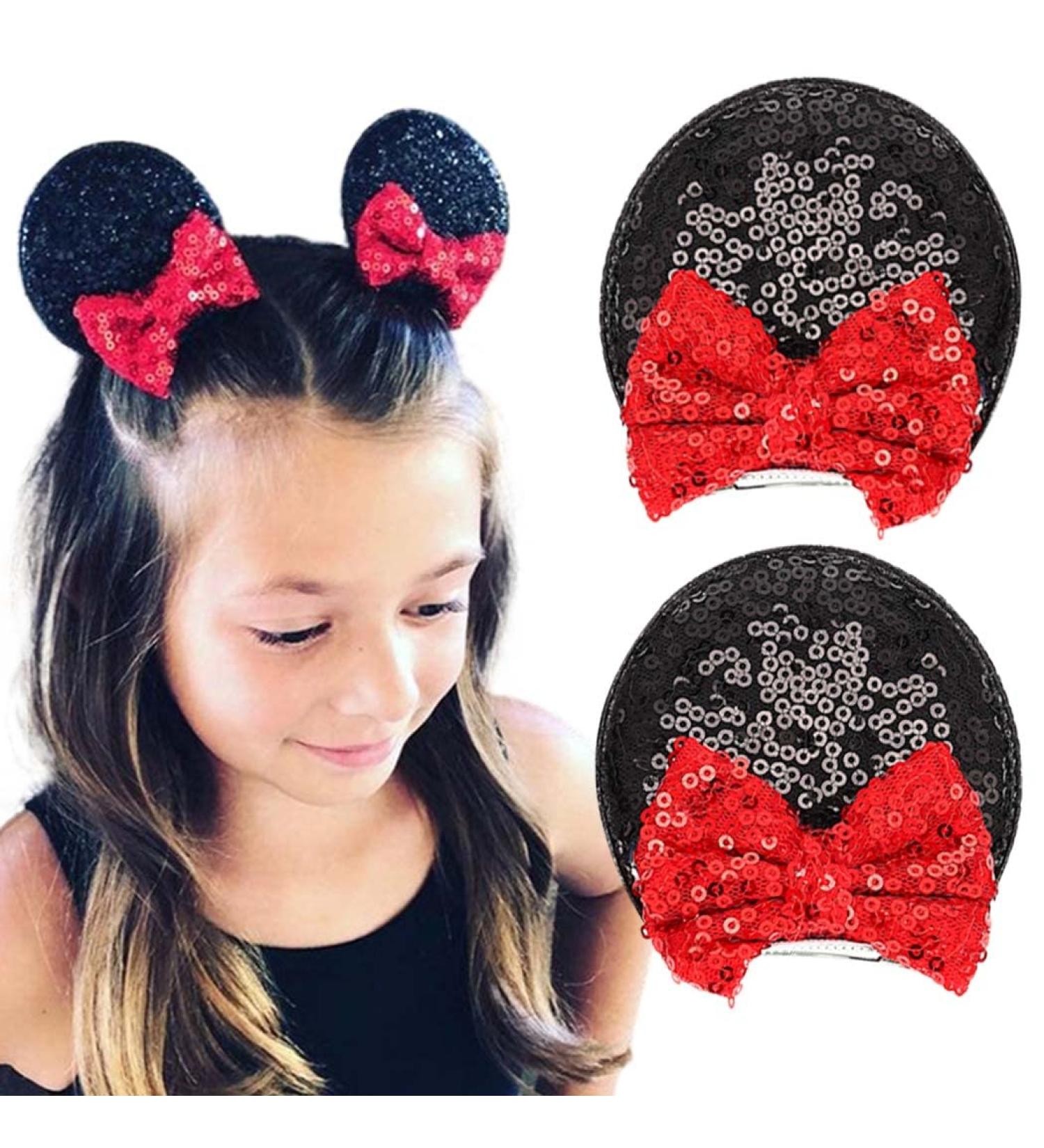 Bartosi Mouse Ears Hair Clips Set - Sequin Minnie Ear Clips for Women & Girls | Disney Costume Theme Party Accessories (2 PCS) - Buy Online on GoSupps.com