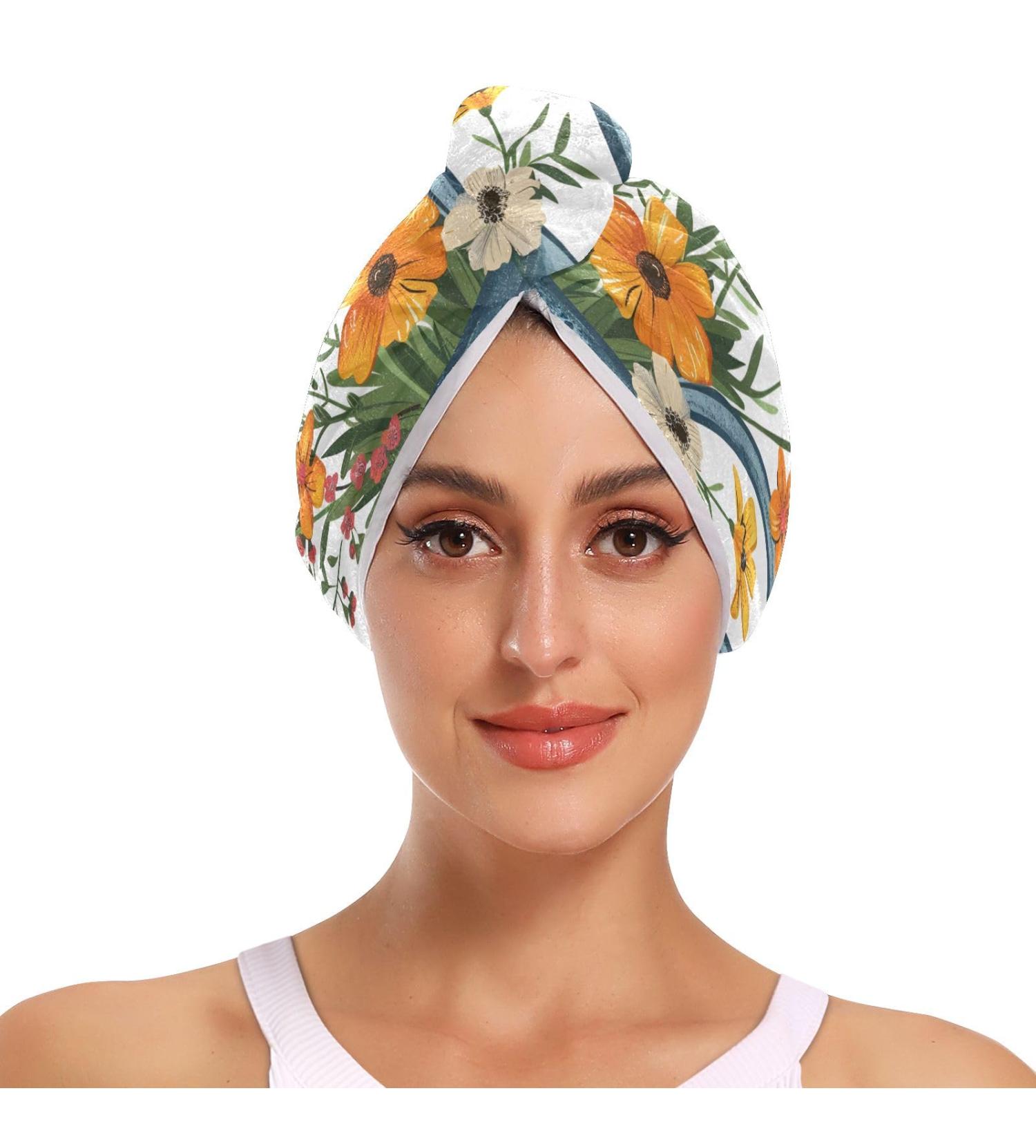 Watering Can Hair Towel Set - Super Absorbent Quick Dry Hair Turbans for Women & Girls | 2 Pack - Buy Online on GoSupps.com